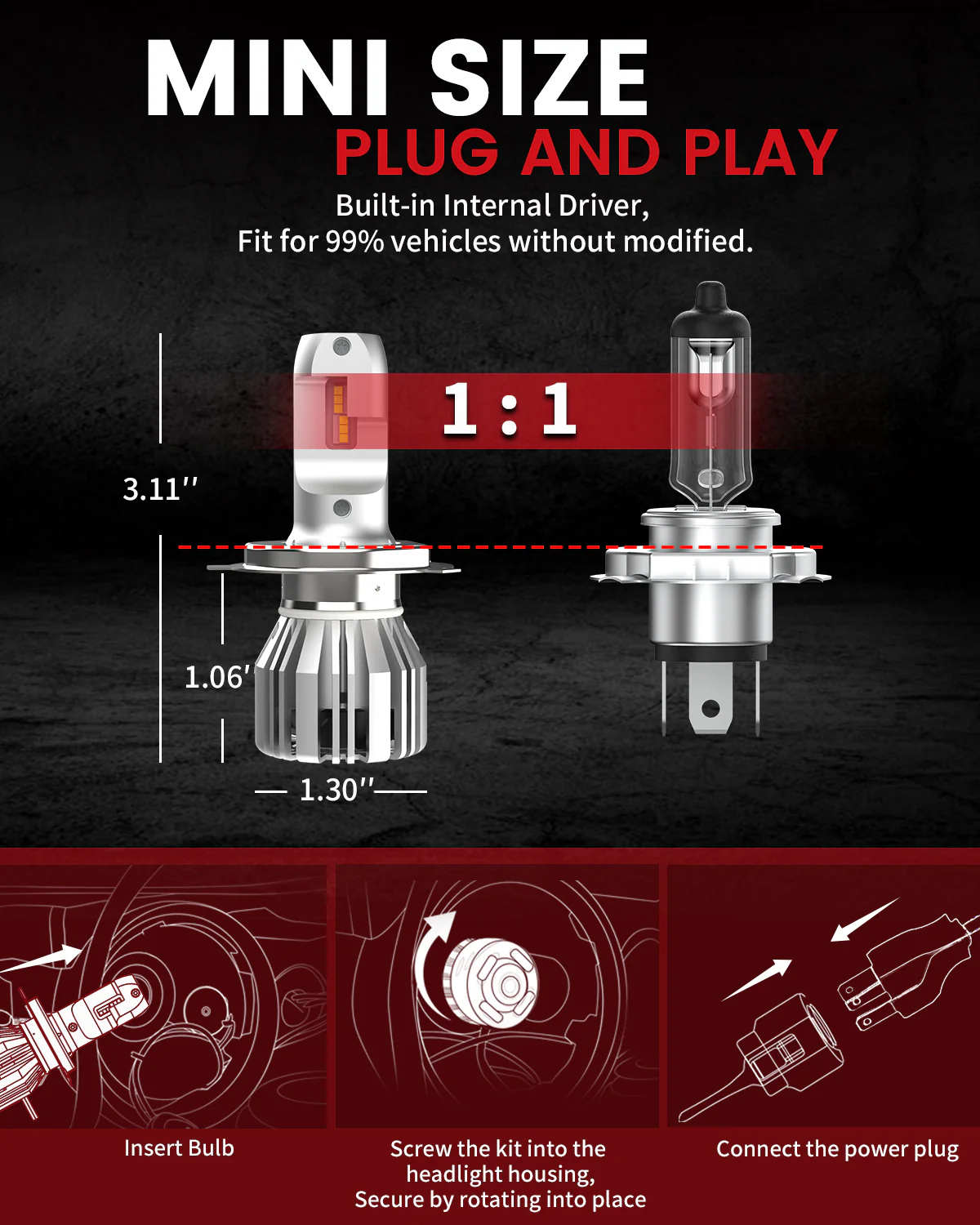 50W 9003 H4 HB2 LC Plus Series | 5,000LM 6000K LED Bulbs - Image 5