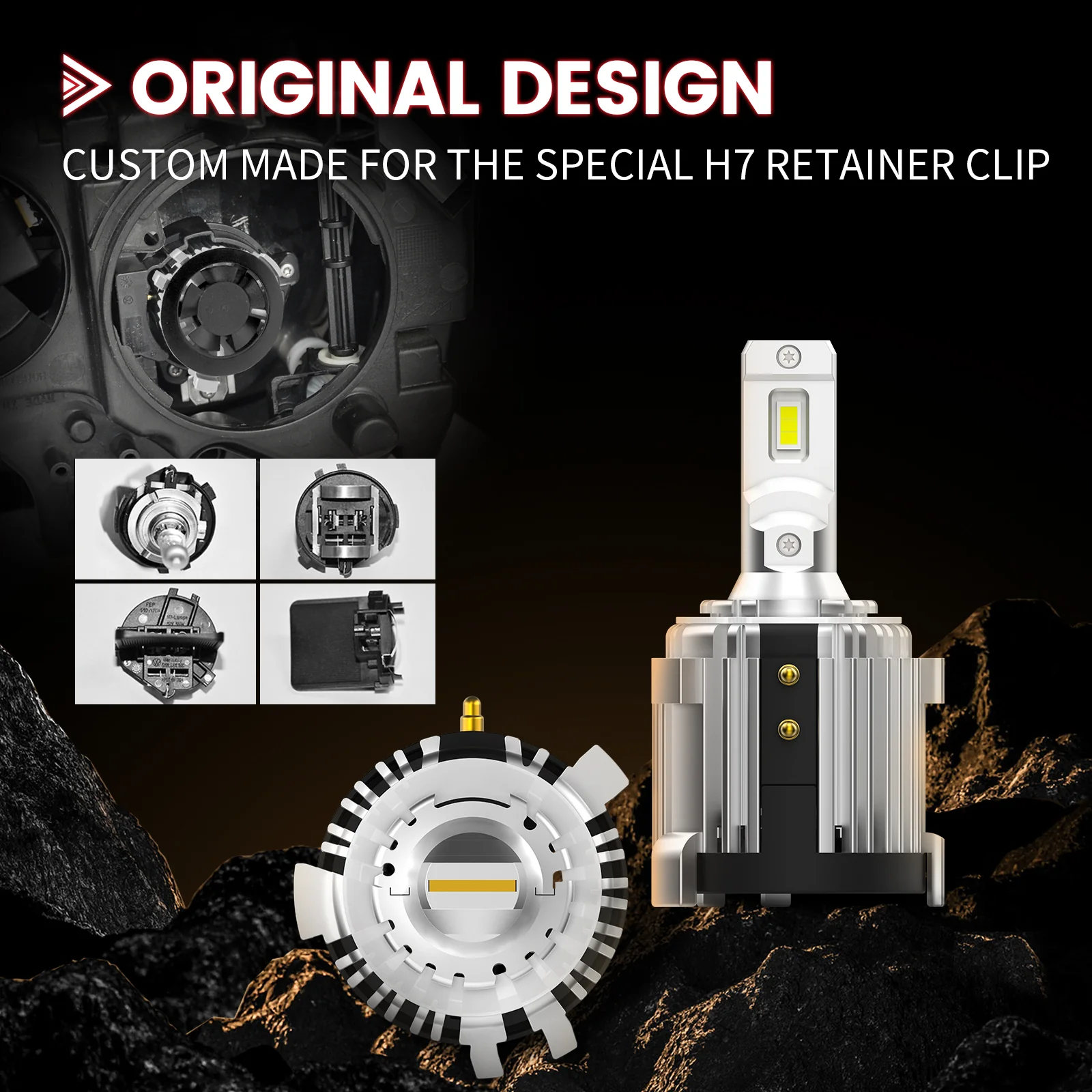 H7 LED Bulb w/Retainer Adapter Fit for Volkswagen Golf Passat GTI Tiguan Mercedes-Benz Metris | 2 Bulbs - Image 6