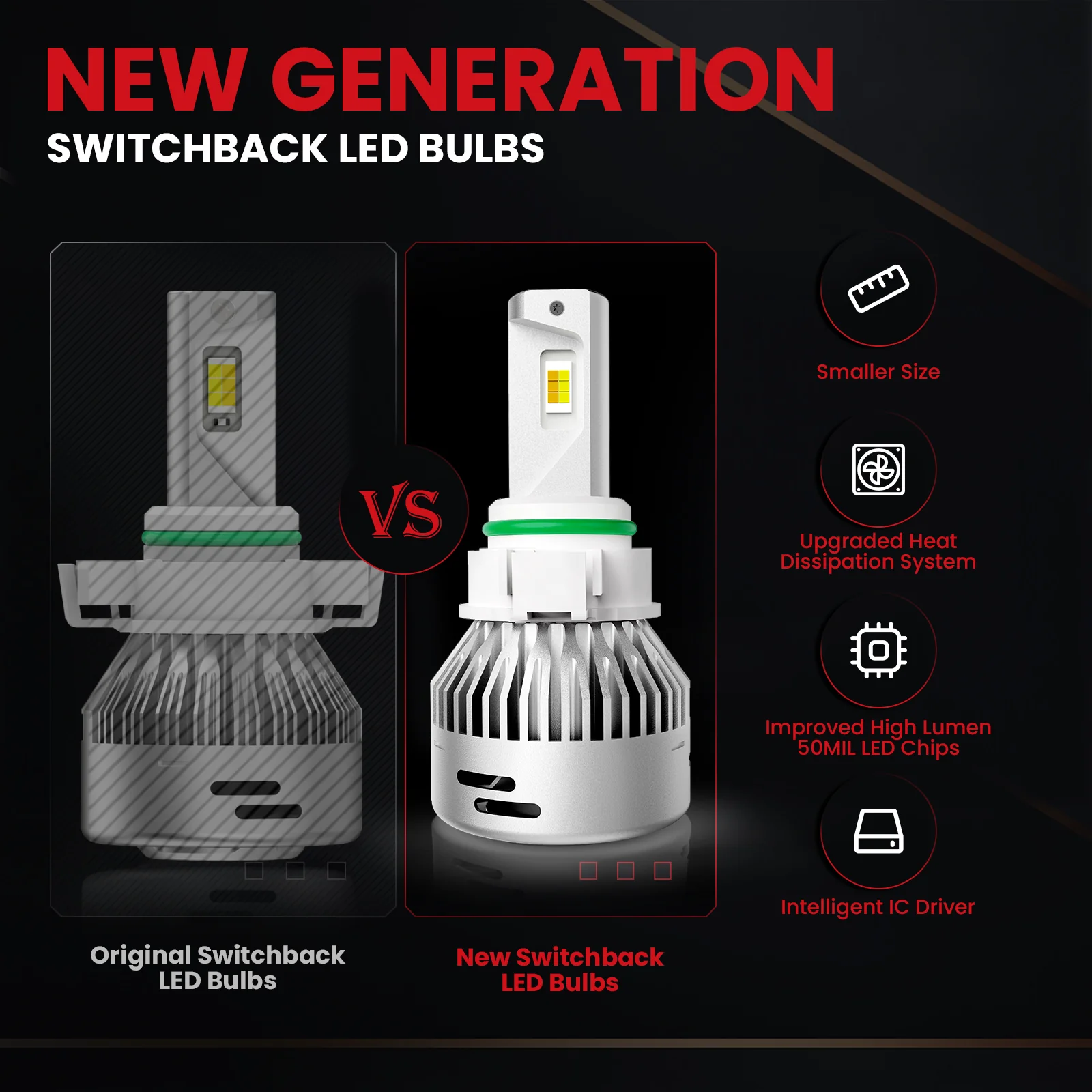 Switchback 60W 5202 2504 PSX24W LD Plus Series | 6,000LM 6000K/3000K LED Fog Light Bulbs - Image 12