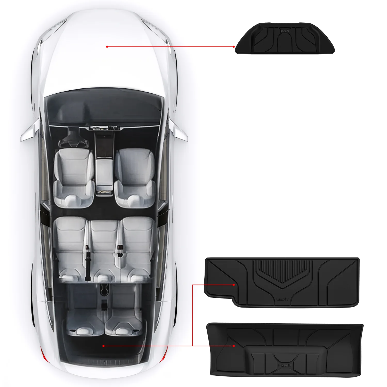 Fit for 2021-2026 Tesla Model X & X Plaid Floor Mats TPE Material, Fit 6-Seat ONLY - Image 11