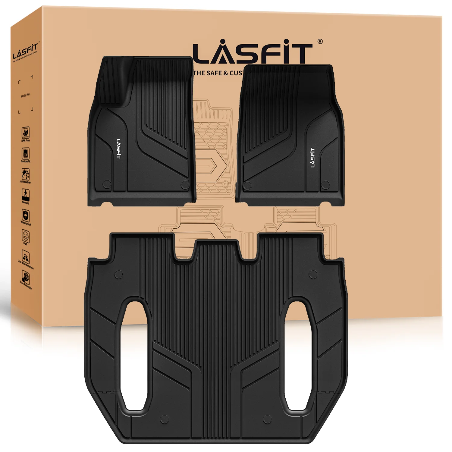 Fit for 2021-2026 Tesla Model X & X Plaid Floor Mats TPE Material, Fit 6-Seat ONLY - Image 9