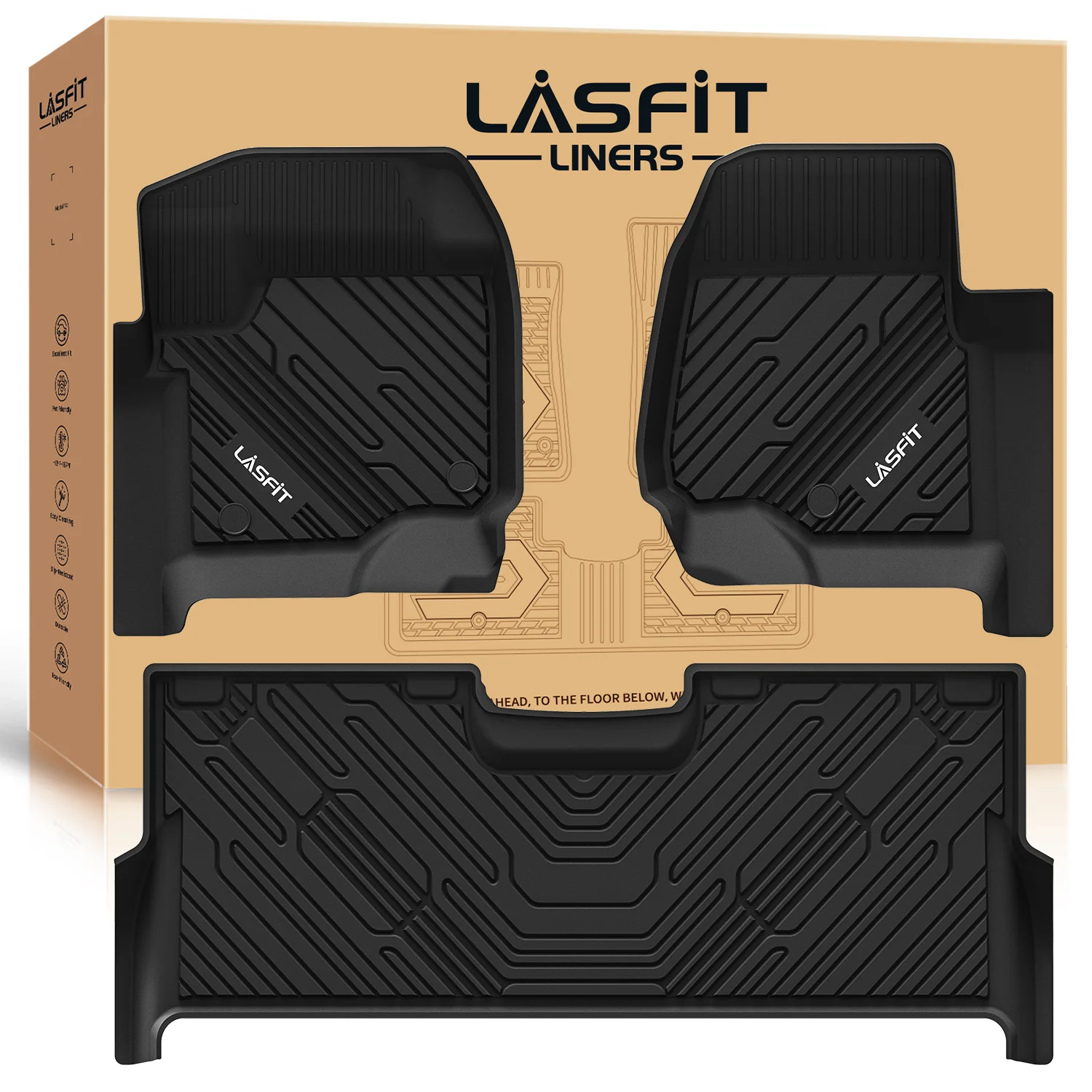 Fit for 2017-2026 Ford F-250 F-350 F-450 F-550 Crew Cab/ Super Cab Floor Mats, Only Fit Carpet Floor with Factory Storage - Image 10