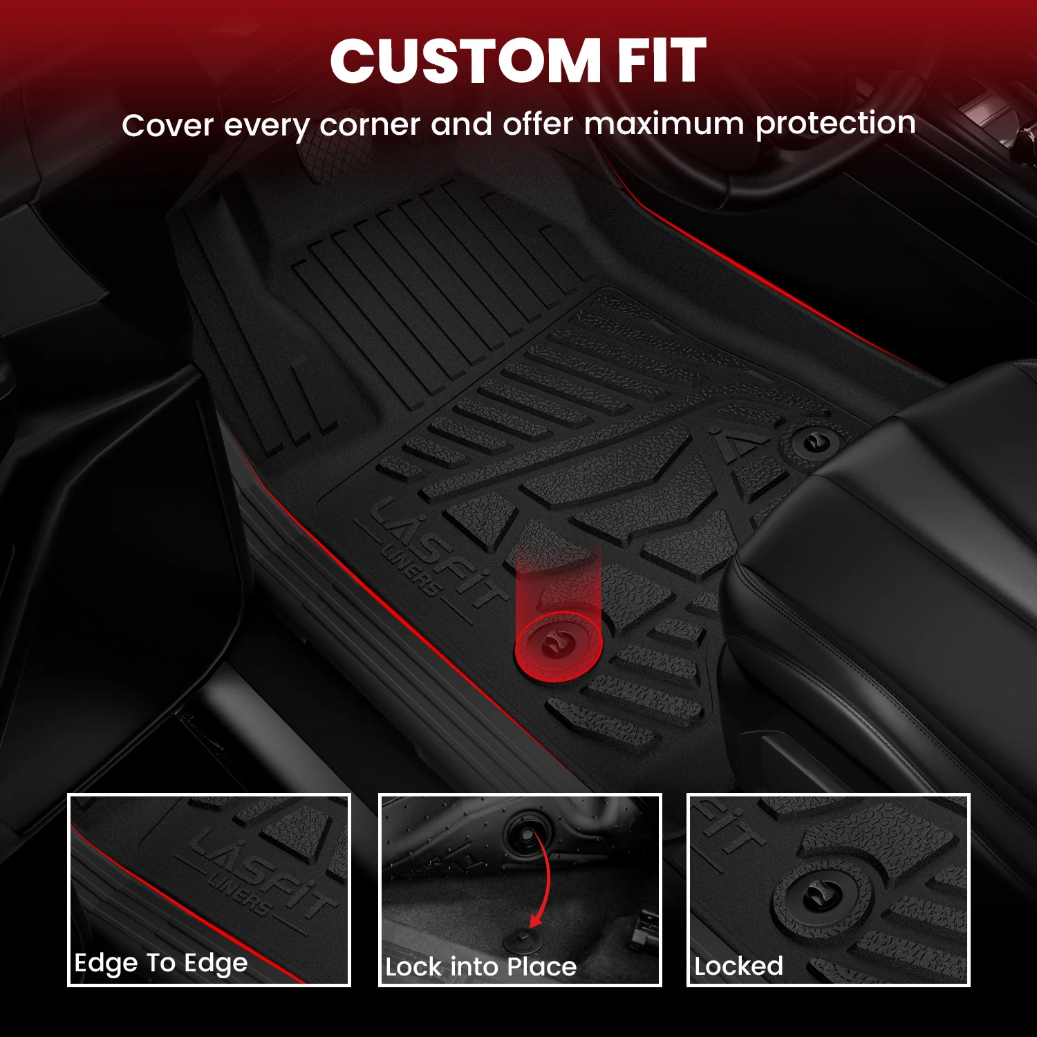 Fit for 2017-2026 Ford F-250 F-350 F-450 F-550 Crew Cab/ Super Cab Floor Mats, Only Fit Carpet Floor with Factory Storage - Image 13