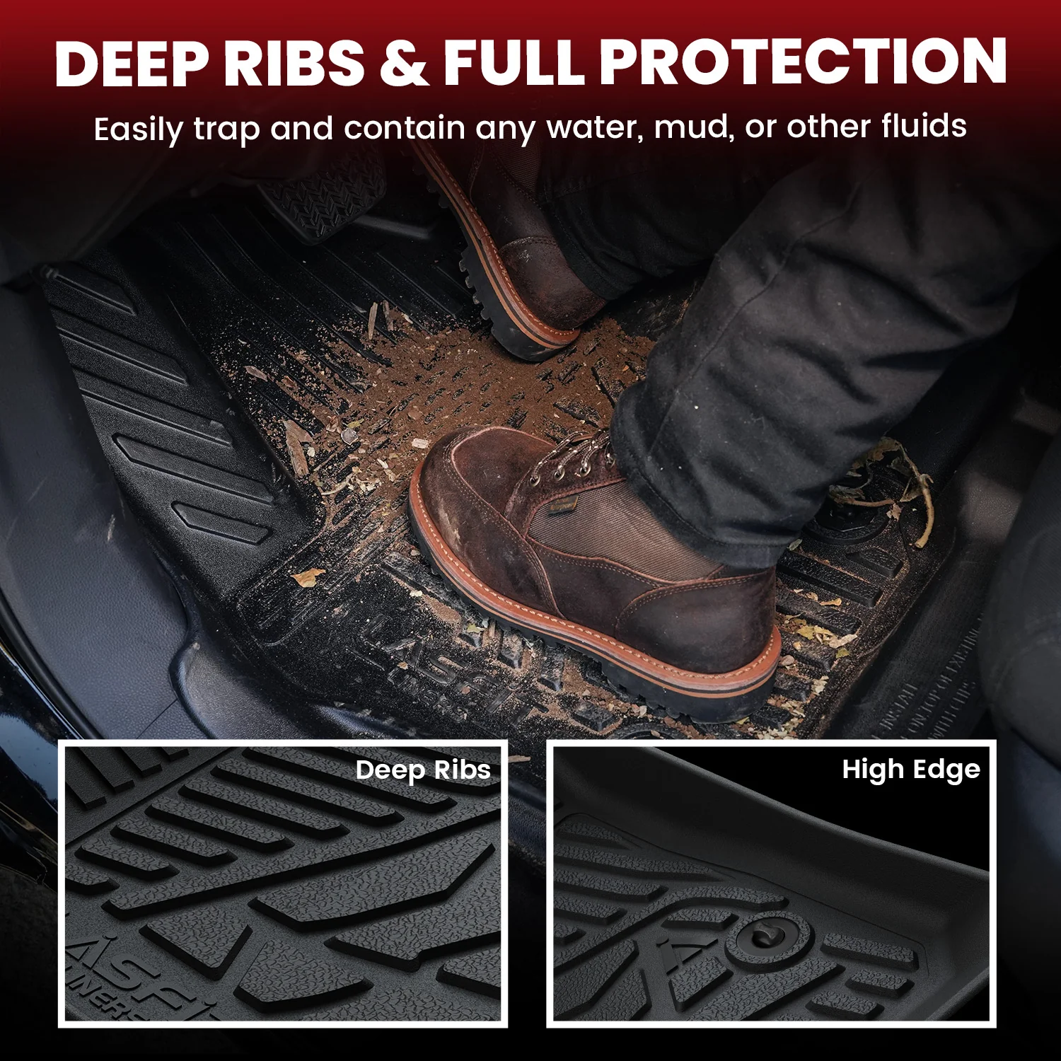Fit for 2017-2026 Ford F-250 F-350 F-450 F-550 Crew Cab/ Super Cab Floor Mats, Only Fit Carpet Floor with Factory Storage - Image 15