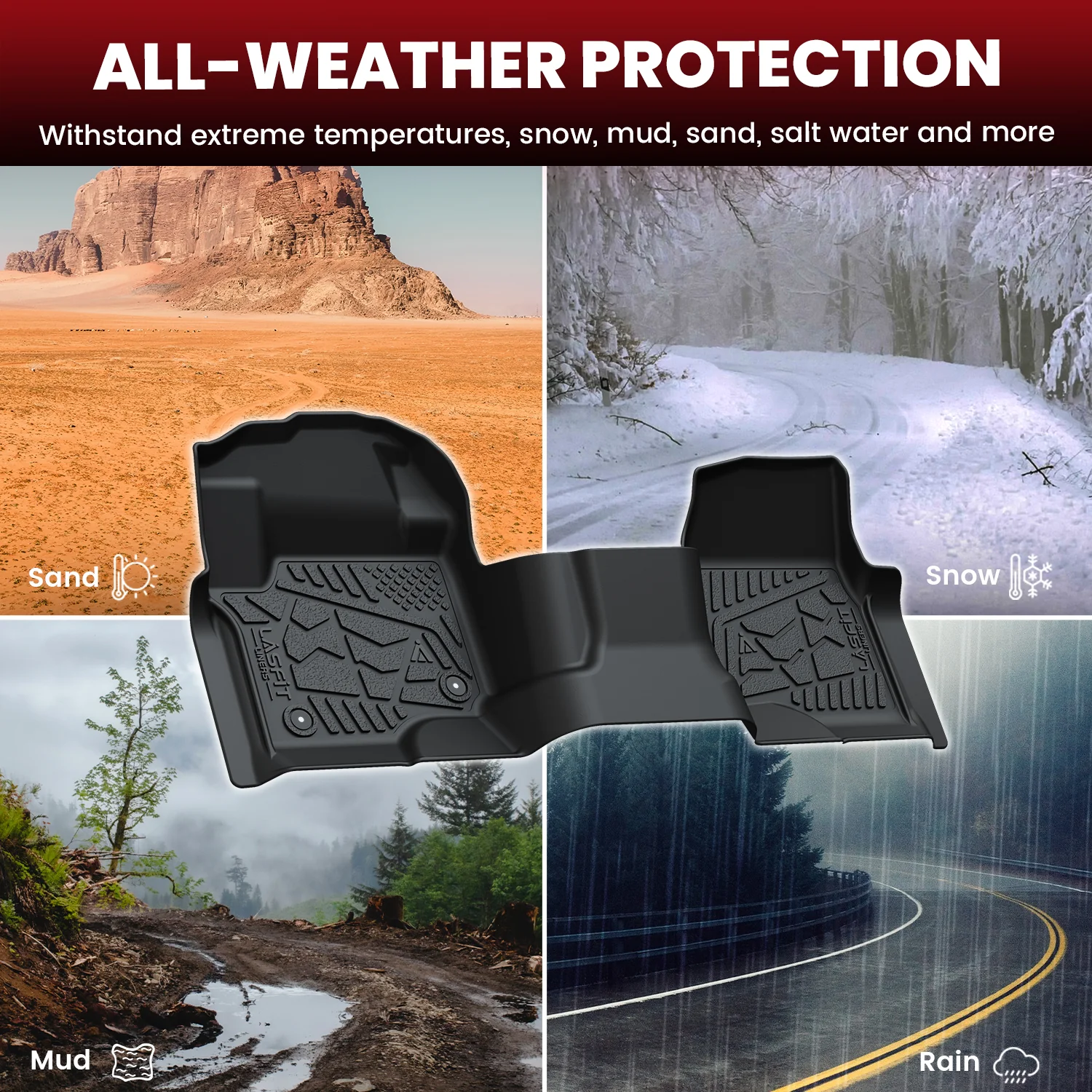 Fit for 2017-2026 Ford F-250 F-350 F-450 F-550 Crew Cab/ Super Cab Floor Mats, Only Fit Carpet Floor with Factory Storage - Image 18