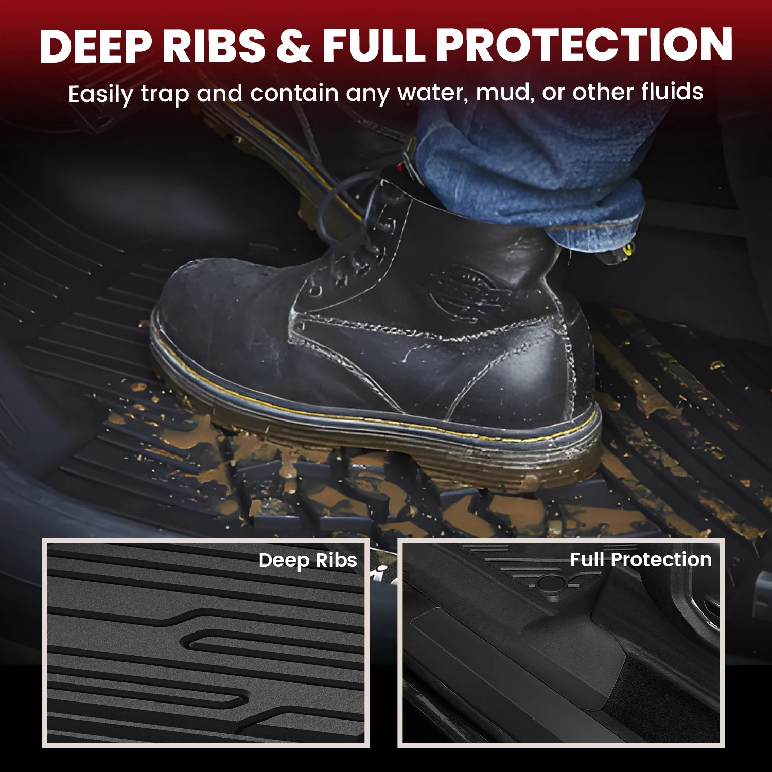 Fit for 2017-2026 Ford F-250 F-350 F-450 F-550 Crew Cab/ Super Cab Floor Mats, Only Fit Carpet Floor with Factory Storage - Image 21