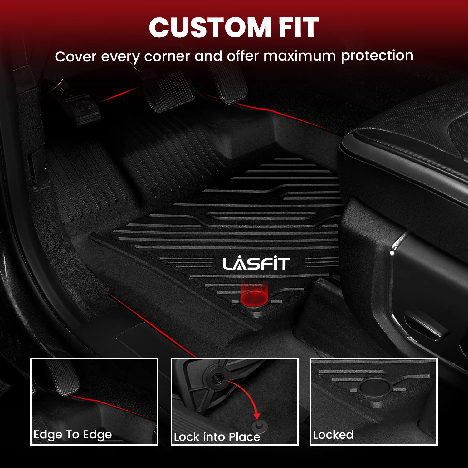 Fit for 2017-2026 Ford F-250 F-350 F-450 F-550 Crew Cab/ Super Cab Floor Mats, Only Fit Carpet Floor with Factory Storage - Image 23