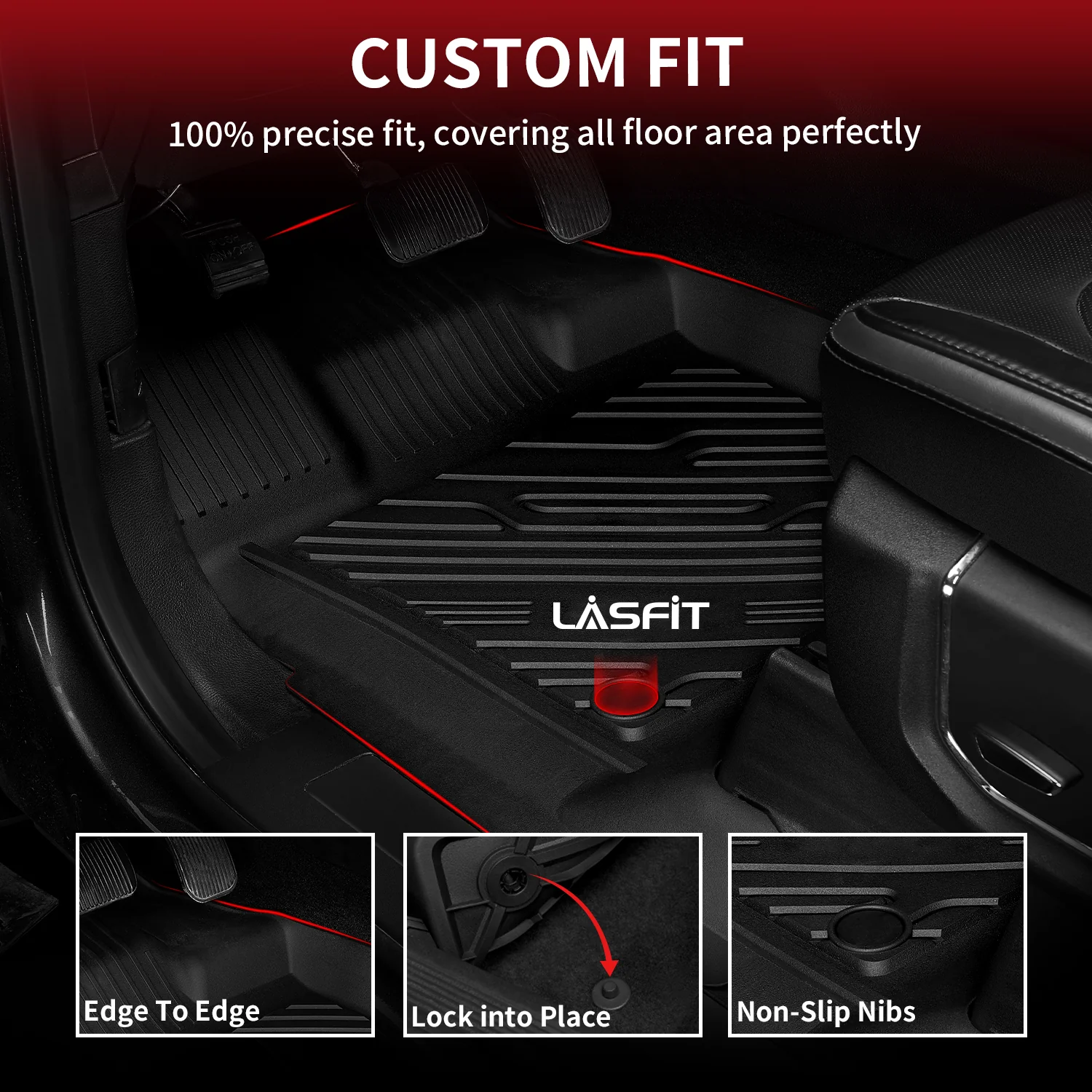 Fit for 2017-2026 Ford F-250 F-350 F-450 F-550 Crew Cab/ Super Cab Floor Mats, Only Fit Carpet Floor with Factory Storage - Image 4