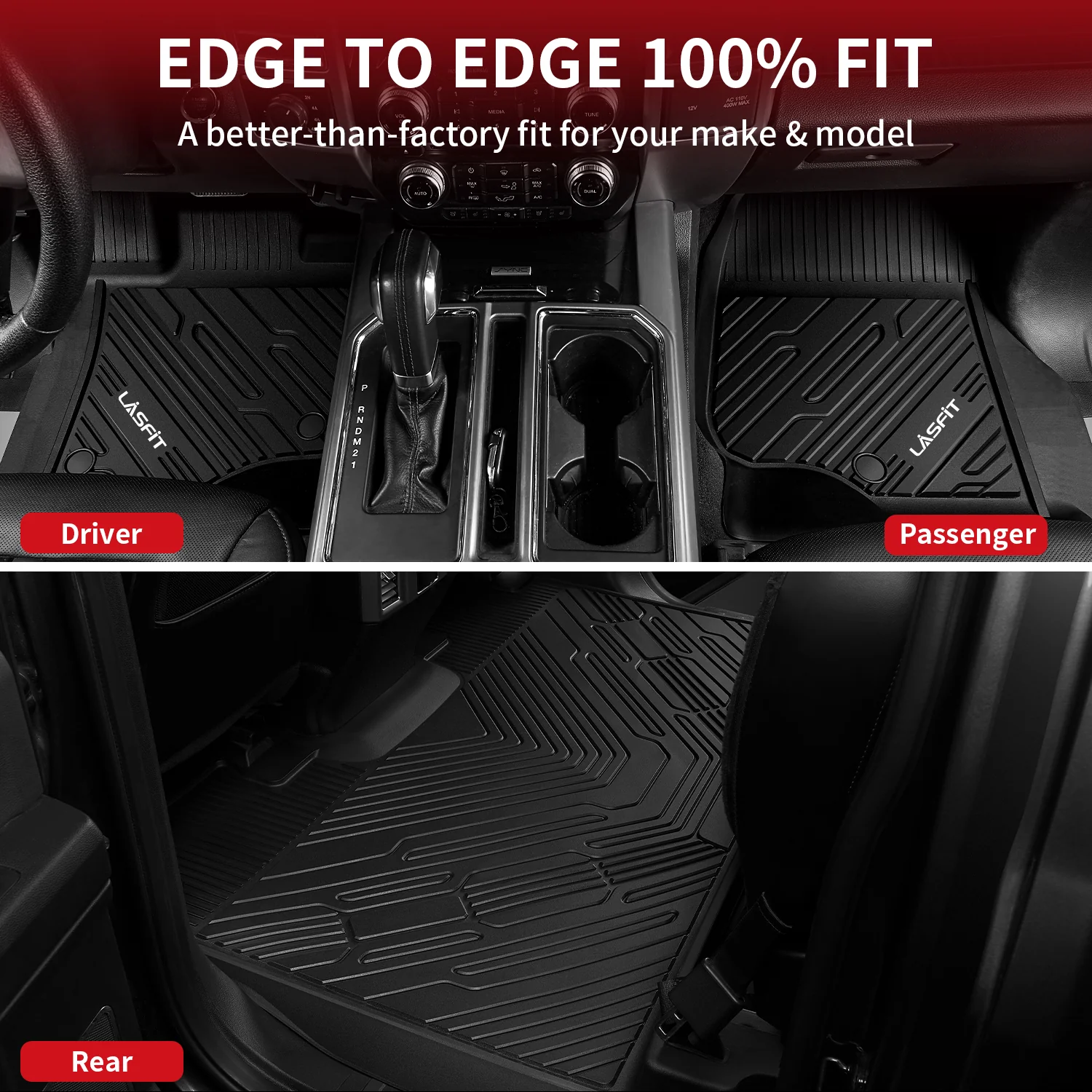 Fit for 2017-2026 Ford F-250 F-350 F-450 F-550 Crew Cab/ Super Cab Floor Mats, Only Fit Carpet Floor with Factory Storage - Image 6