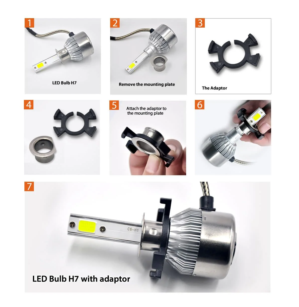 TK110 2x H1 LED Bulb Holder Adapter Retainer Fit for Honda Odyssey - Image 3