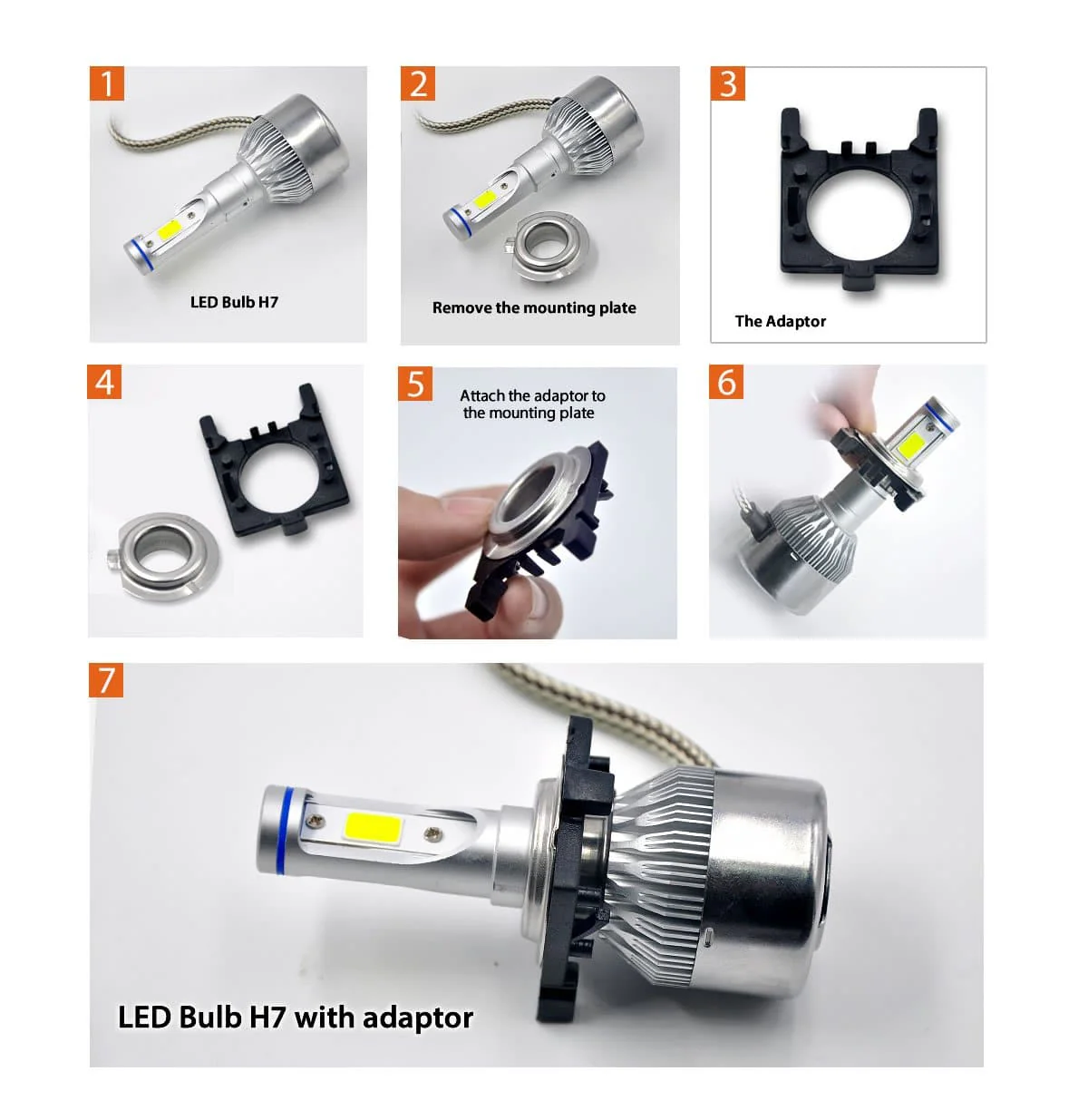 TK104 2x H7 LED Bulb Holder Adapter Retainer Fit for Ford Focus - Image 3