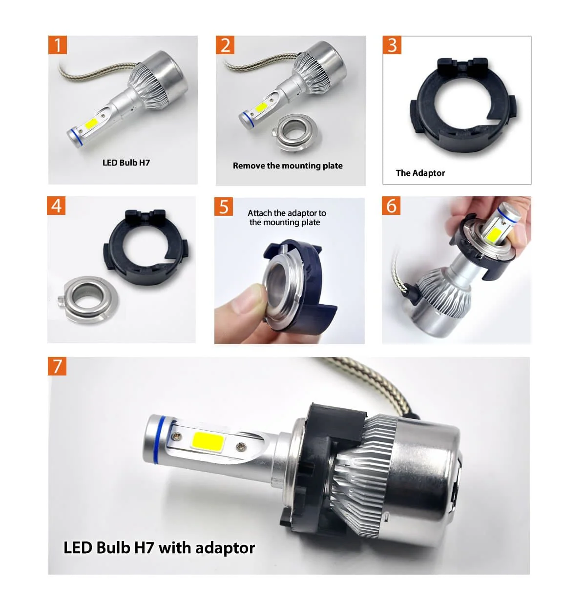 TK107 2x H7 LED Bulb Holder Adapter Retainer Fit for Hyundai Kia - Image 3