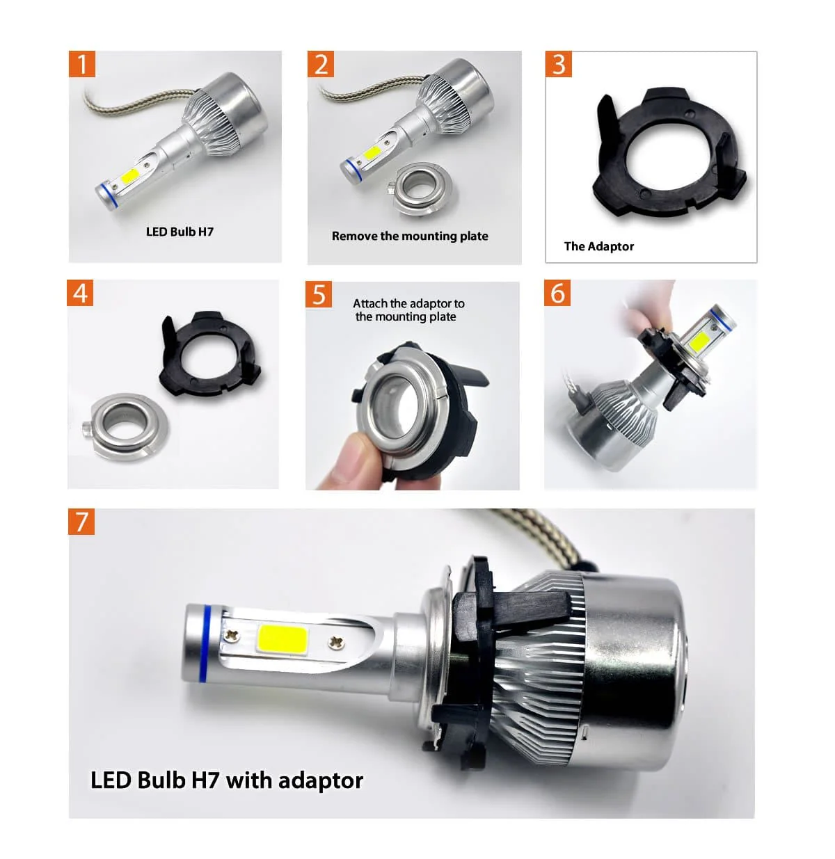 TK113 2x H7 LED Bulb Holder Adapter Retainer Fit for Volkswagen Lamando - Image 3