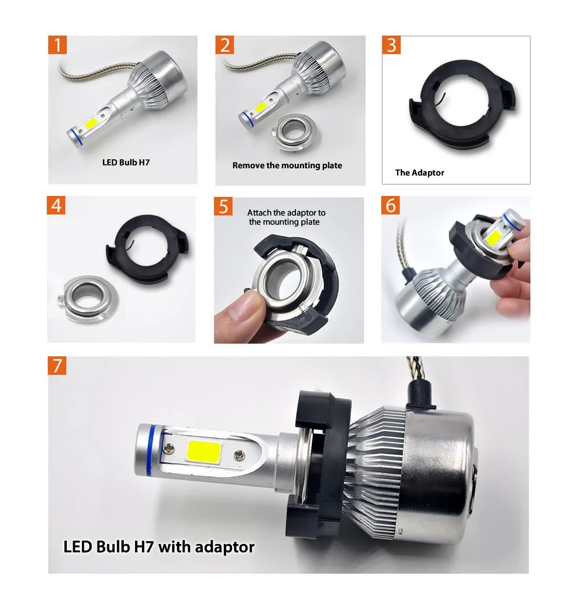 TK112 2x H7 LED Bulb Holder Adapter Retainer Fit for Volkswagen Audi - Image 3