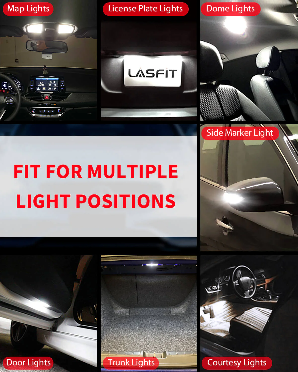 T10 194 168 CANBUS Error Free LED License Plate Dome Map Trunk Cargo Light Bulbs | White - Image 6