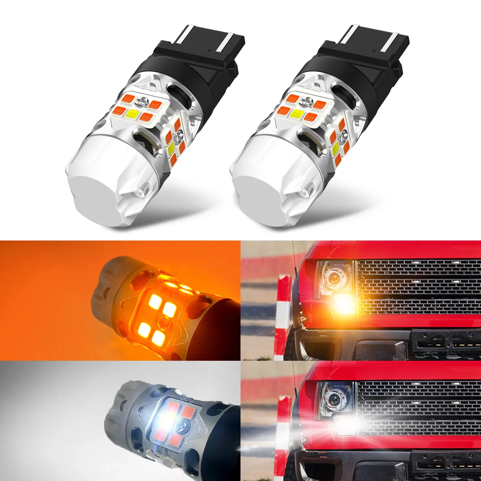 3157 4157 LED Front Turn Signal Bulbs CanBus-Ready Switchback CK Socket | T3 Series - Image 3