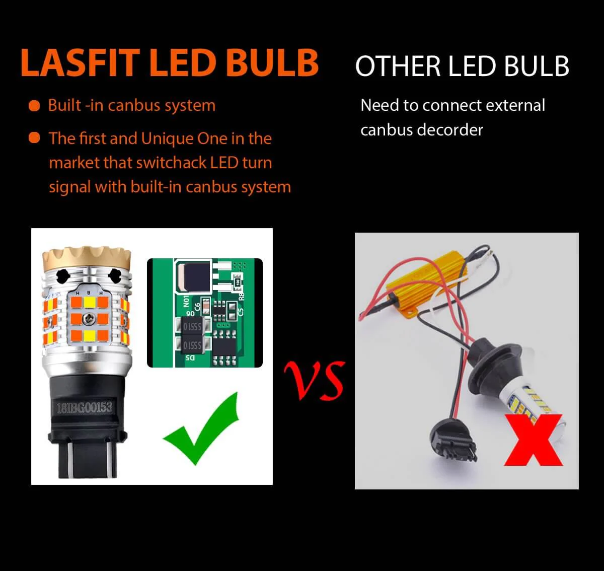 3157 3057 4057 4157 CANBUS Error Free Anti Hyper Flash Switchback LED Turn Signal Light Dual Color Bulb, 2 Bulbs - Image 4