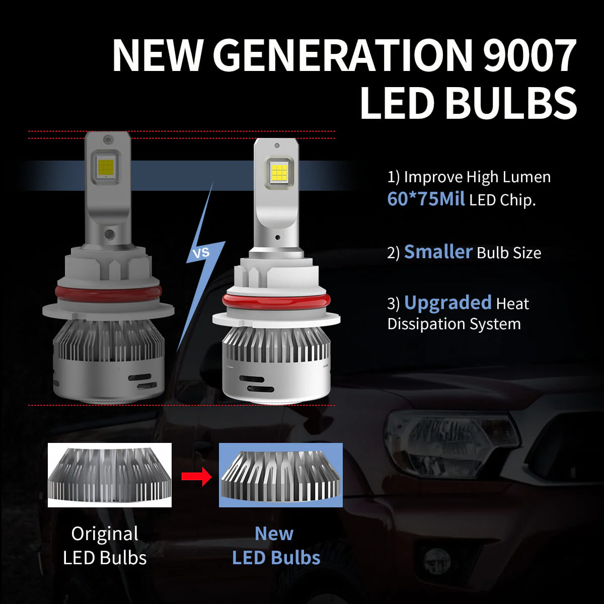 60W 9007 HB5 LA Plus Series | 6,000LM 6000K LED Bulbs - Image 11