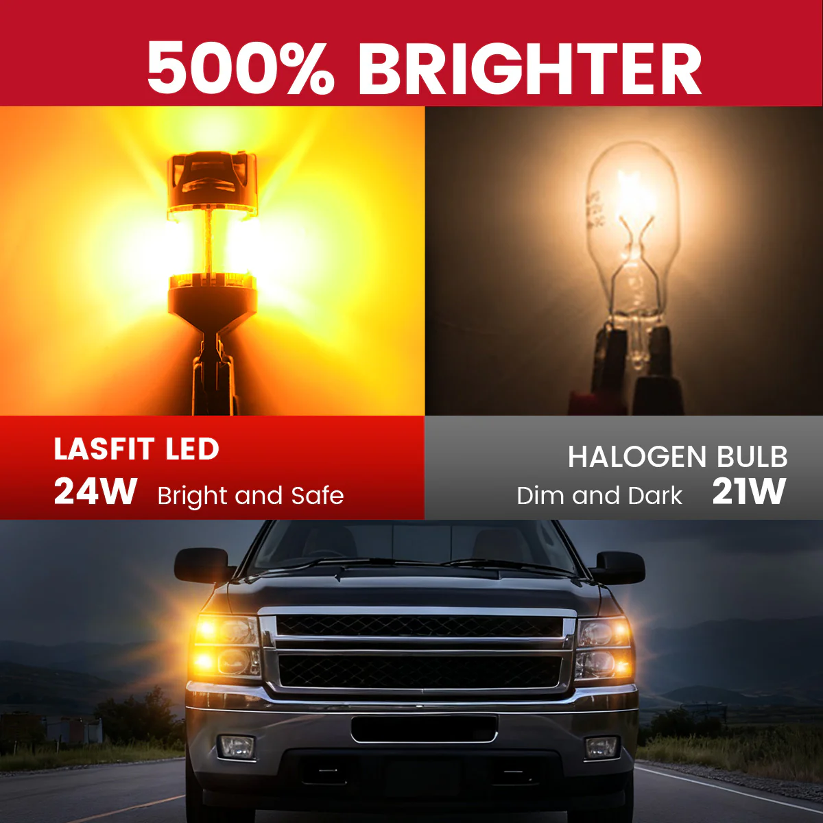Amber 3157 CanBus-Ready Turn Signal Light LED Bulbs | D2 Series - Image 4