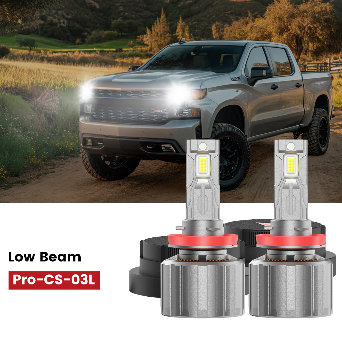 Fit for 2019-2026 Chevrolet Silverado 1500 WT/Custom/Custom Trail Boss Custom-Fit H11 9005 LED Bulbs with Dust Cover | Pro-DC Series - Image 24