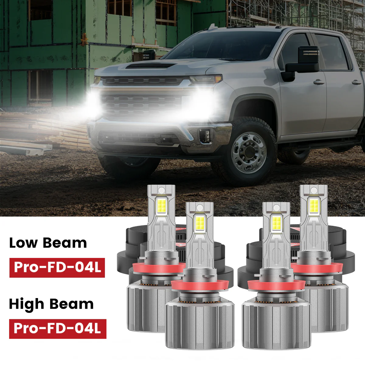 Fit for 2020-2026 Chevrolet Silverado HD 2500 3500 Custom H11 H9 LED Bulbs with Dust Cover | Pro-DC Series - Image 8
