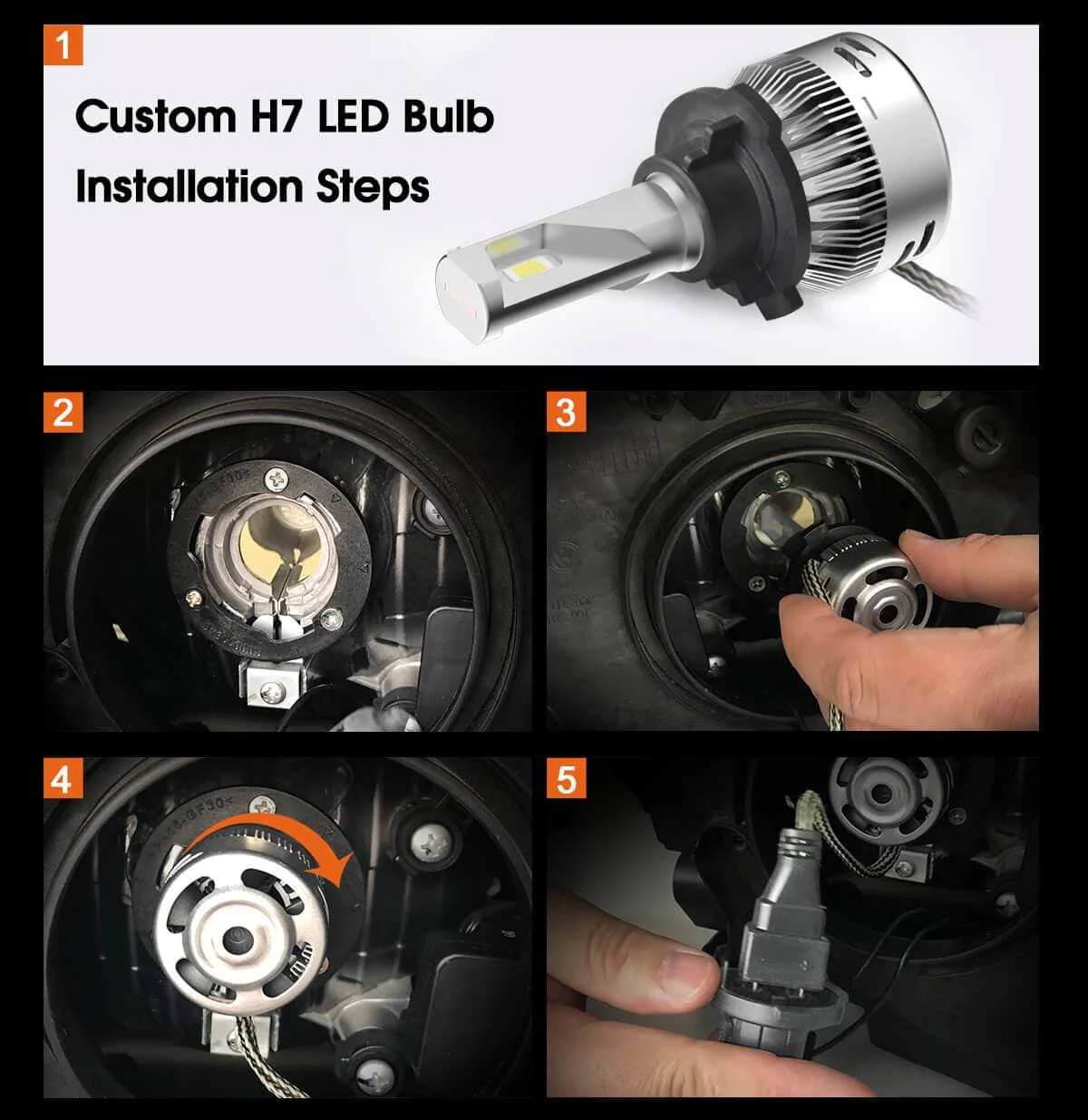 Custom H7 LED Bulbs Fit for Volkswagen Polo MK5 Touran Plug and Play Pro-VW8 | 2 Bulbs - Image 6