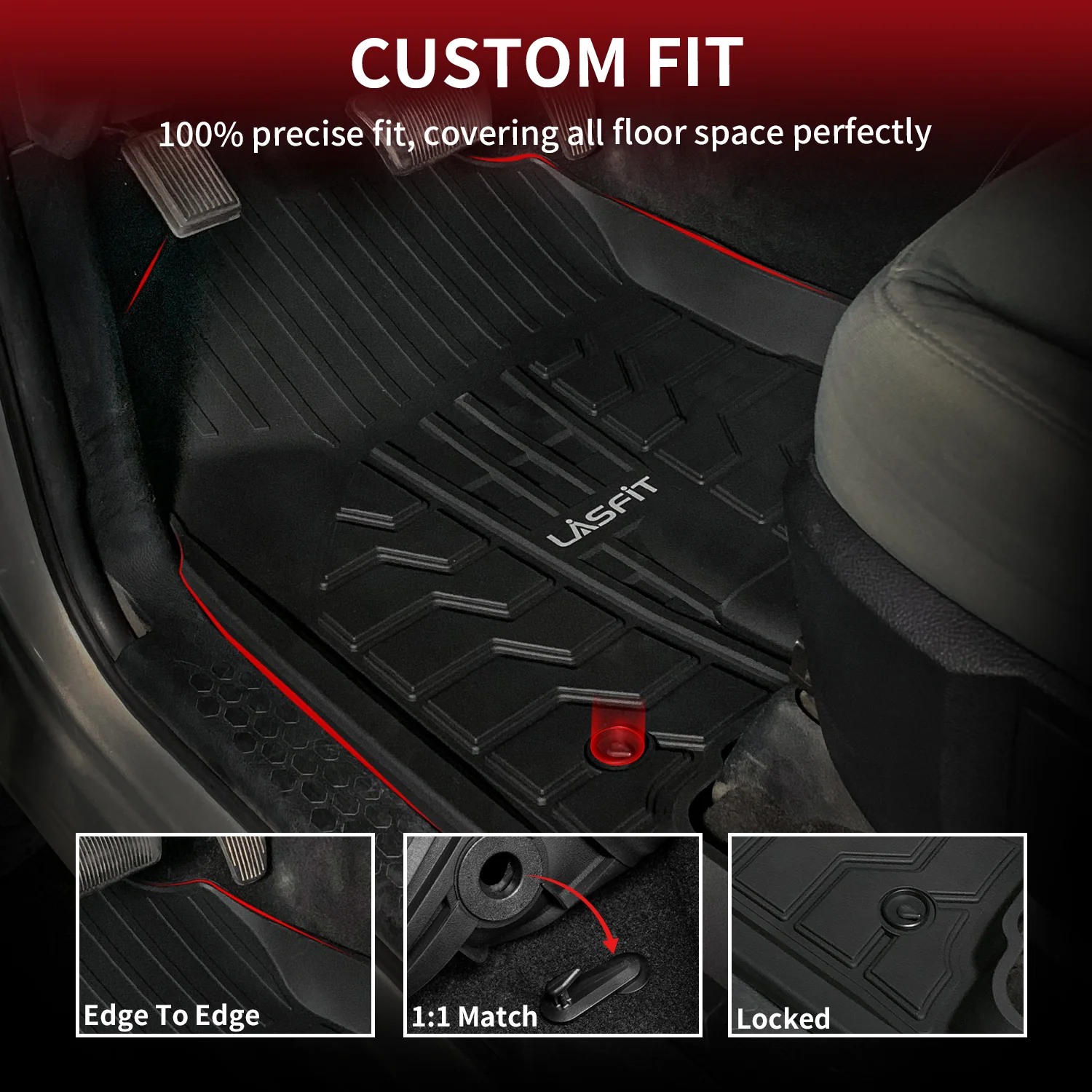Fit for 2013-2018 Ram 1500 All-Weather 1st & 2nd row Floor Mats, Fit Carpet Floor Only - Image 13