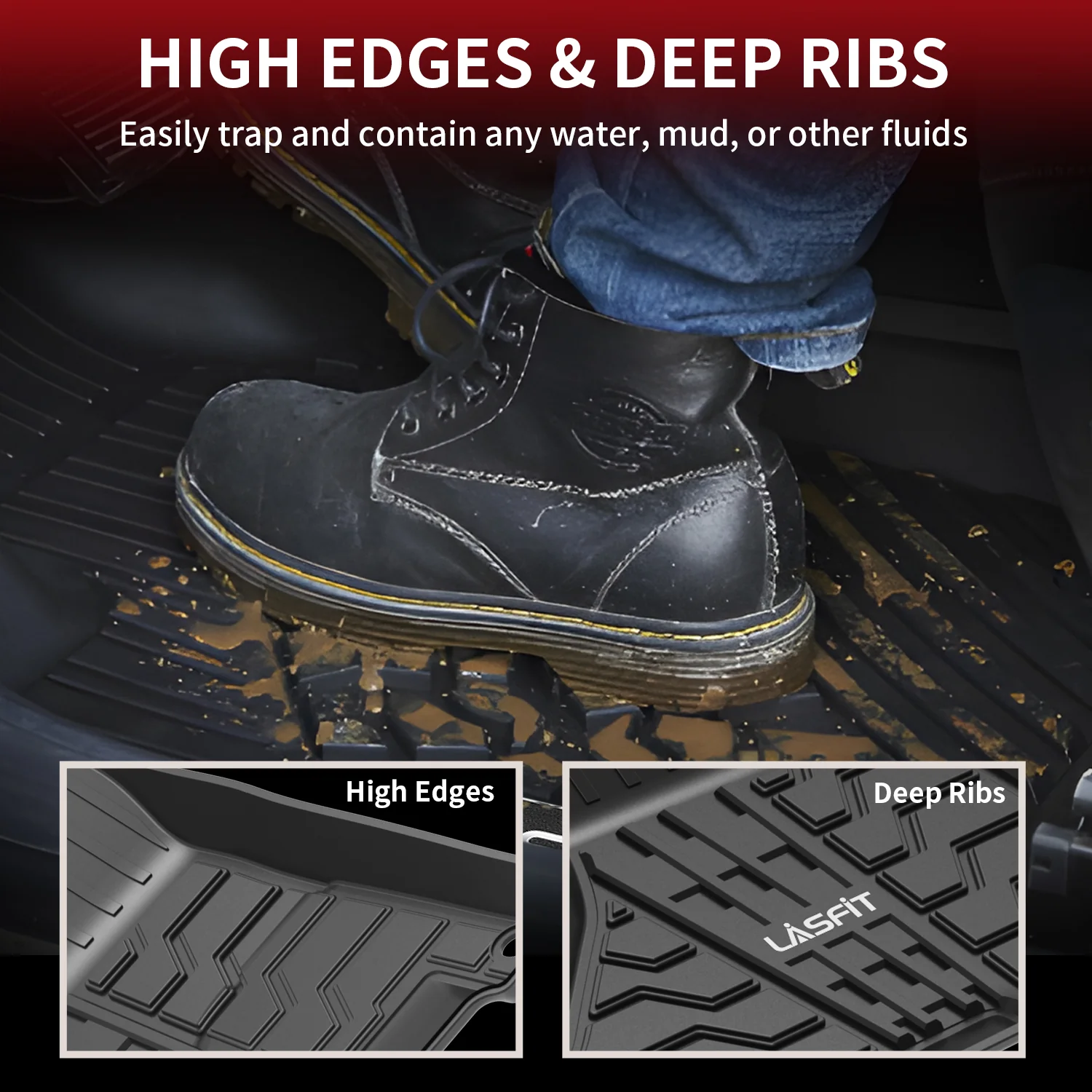 Fit for 2013-2018 Ram 1500 All-Weather 1st & 2nd row Floor Mats, Fit Carpet Floor Only - Image 14