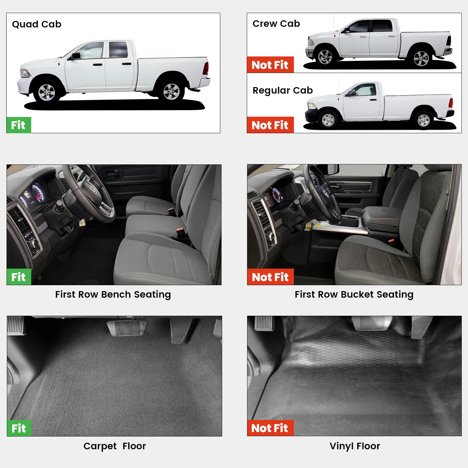 Fit for 2013-2018 Ram 1500 All-Weather 1st & 2nd row Floor Mats, Fit Carpet Floor Only - Image 11