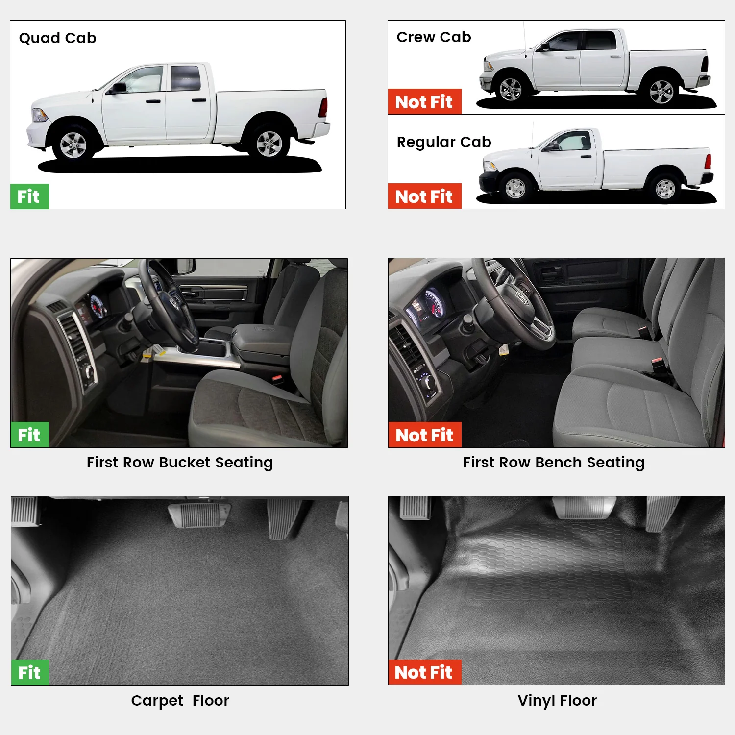 Fit for 2013-2018 Ram 1500 All-Weather 1st & 2nd row Floor Mats, Fit Carpet Floor Only - Image 20