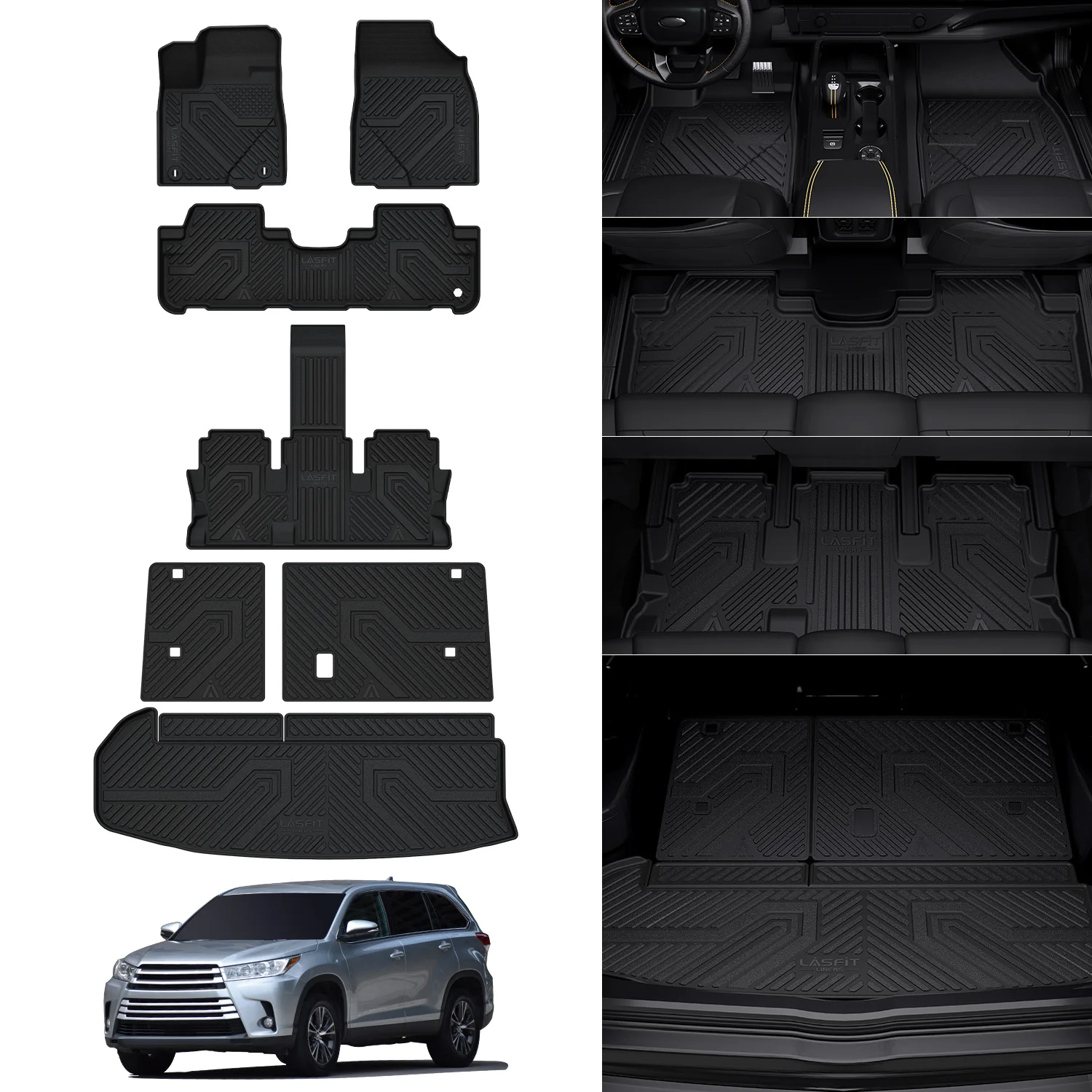 Fit for 2014-2019 Toyota Highlander Floor Mats or 3rd Row Seatback & Cargo Mats, Fit Gas Only - Image 10
