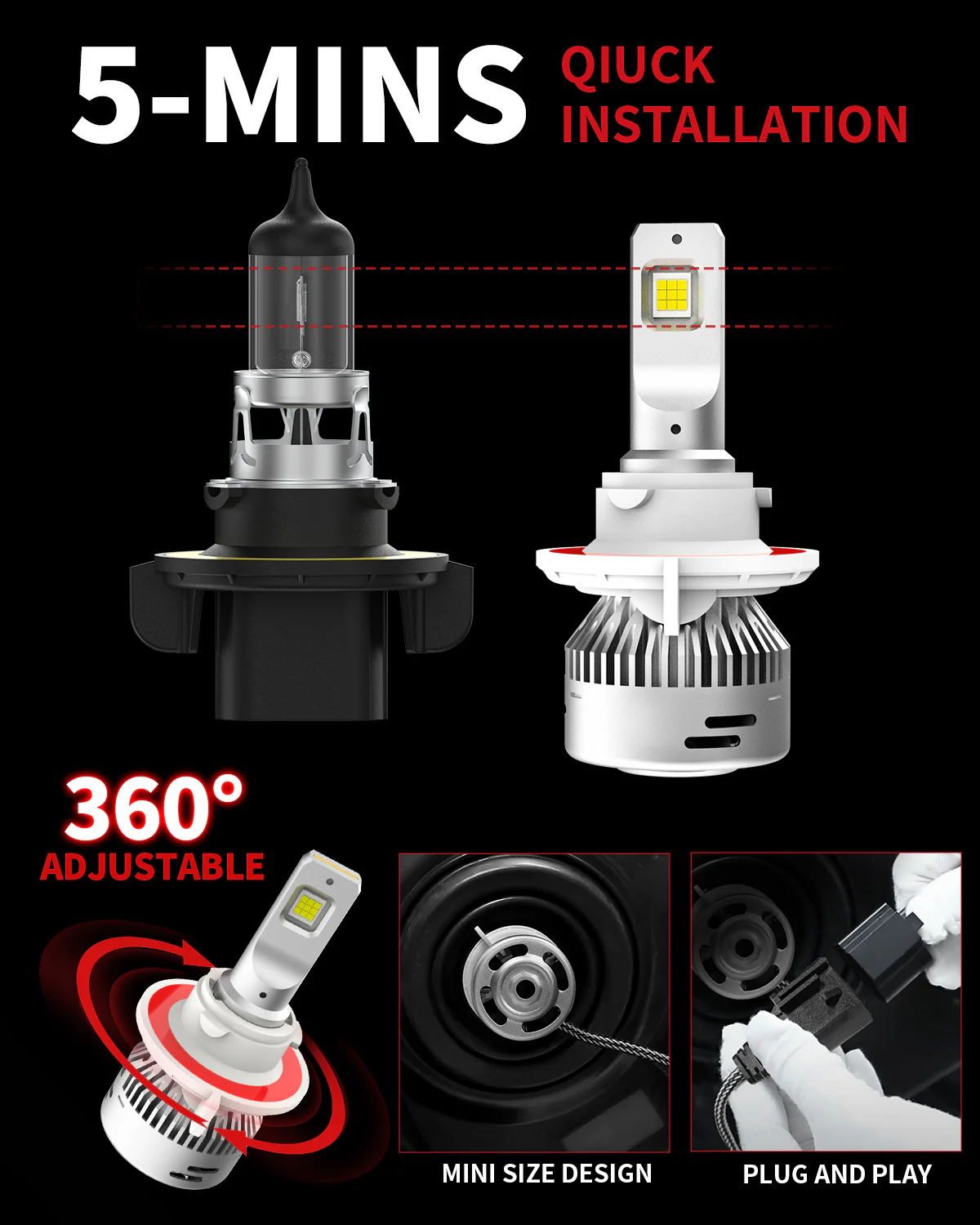 60W H13 H10 LA LD Plus Series Combo Pack | 6,000LM LED Bulbs - Image 16