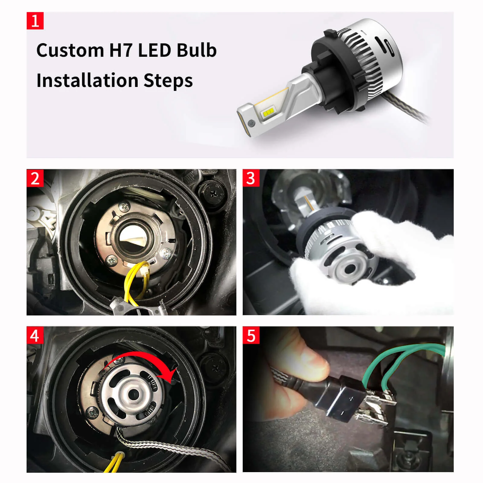 Fit for Kia Hyundai H7 LED Bulb Custom Retainer Adapter | Pro-HK7, 2 Bulbs - Image 6