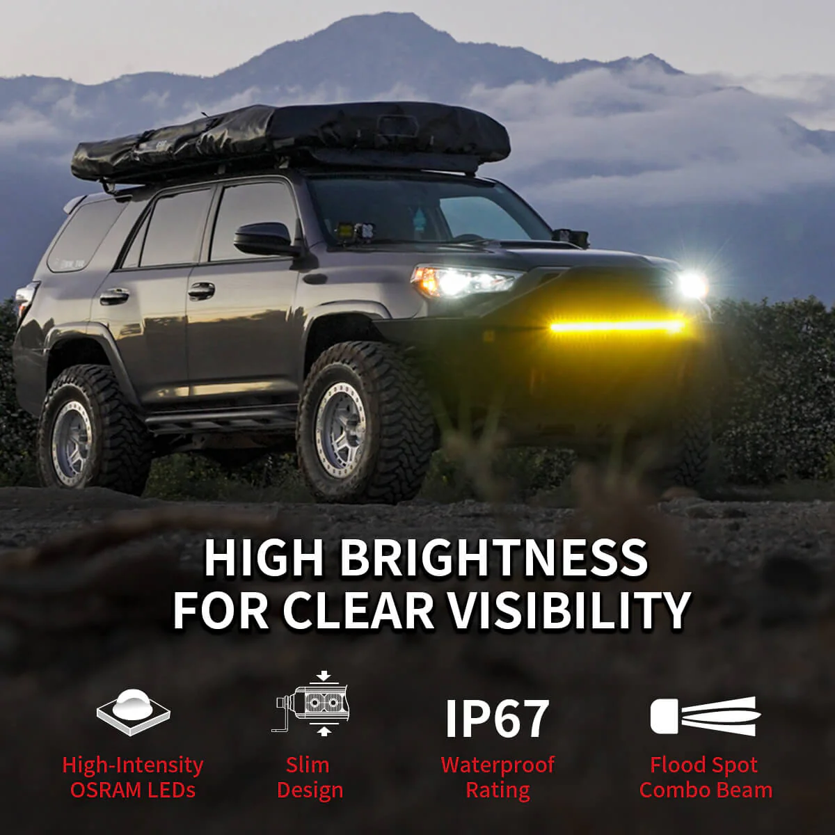 Lasfit 12"/22"/32"/42"/52" Off-Road Slim Single Row Combo Flood Spot Beam LED Amber Light Bars - Image 18