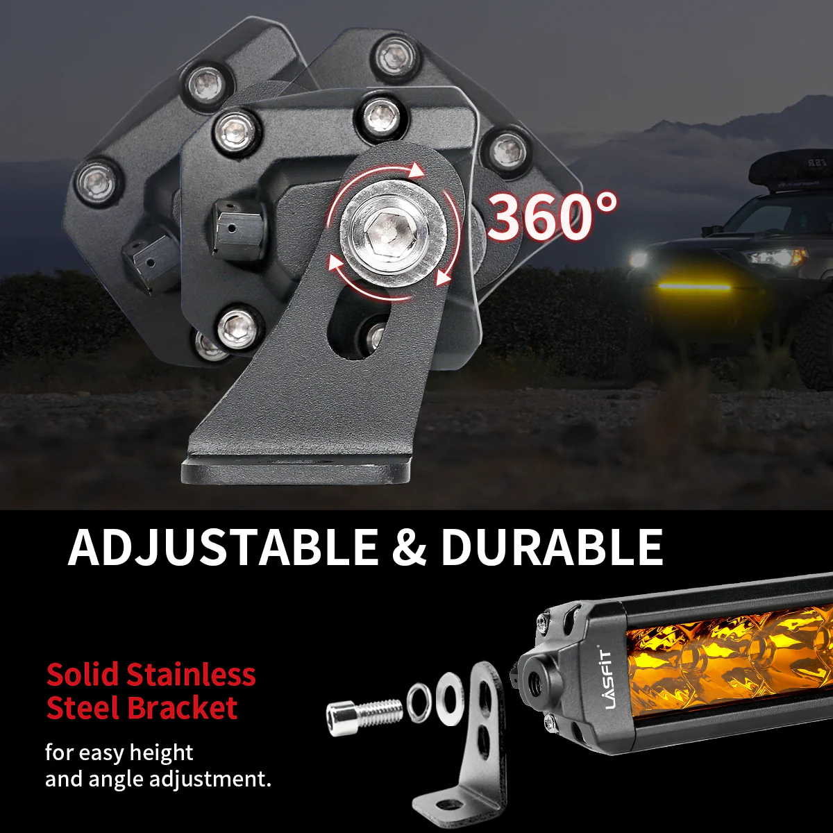Lasfit 12"/22"/32"/42"/52" Off-Road Slim Single Row Combo Flood Spot Beam LED Amber Light Bars - Image 23