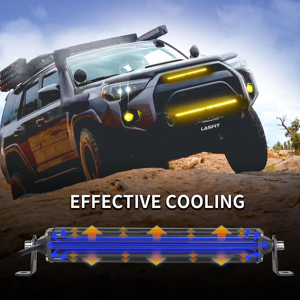 Lasfit 12"/22"/32"/42"/52" Off-Road Slim Single Row Combo Flood Spot Beam LED Amber Light Bars - Image 27