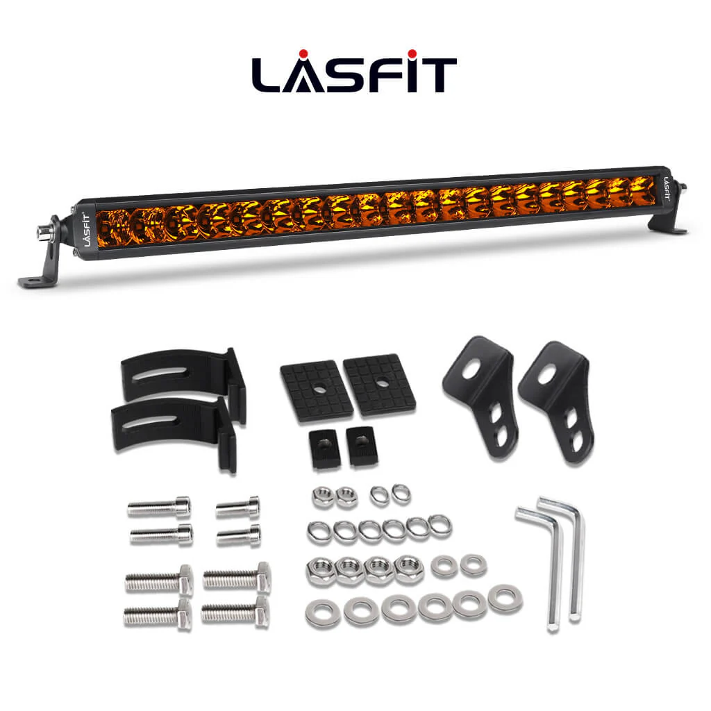 Lasfit 12"/22"/32"/42"/52" Off-Road Slim Single Row Combo Flood Spot Beam LED Amber Light Bars - Image 33