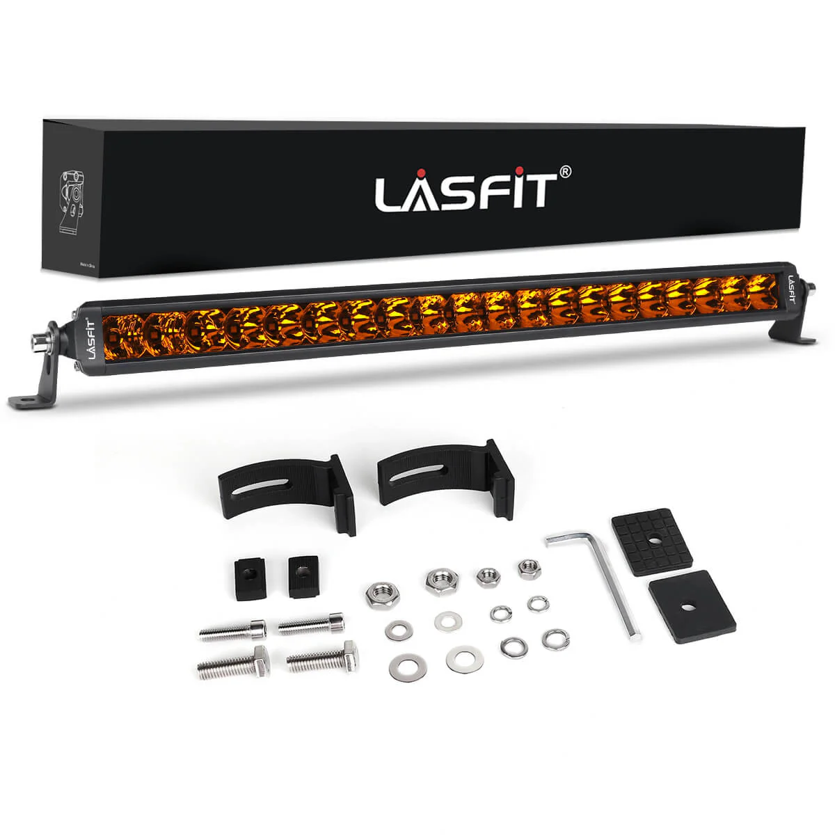 Lasfit 12"/22"/32"/42"/52" Off-Road Slim Single Row Combo Flood Spot Beam LED Amber Light Bars - Image 38