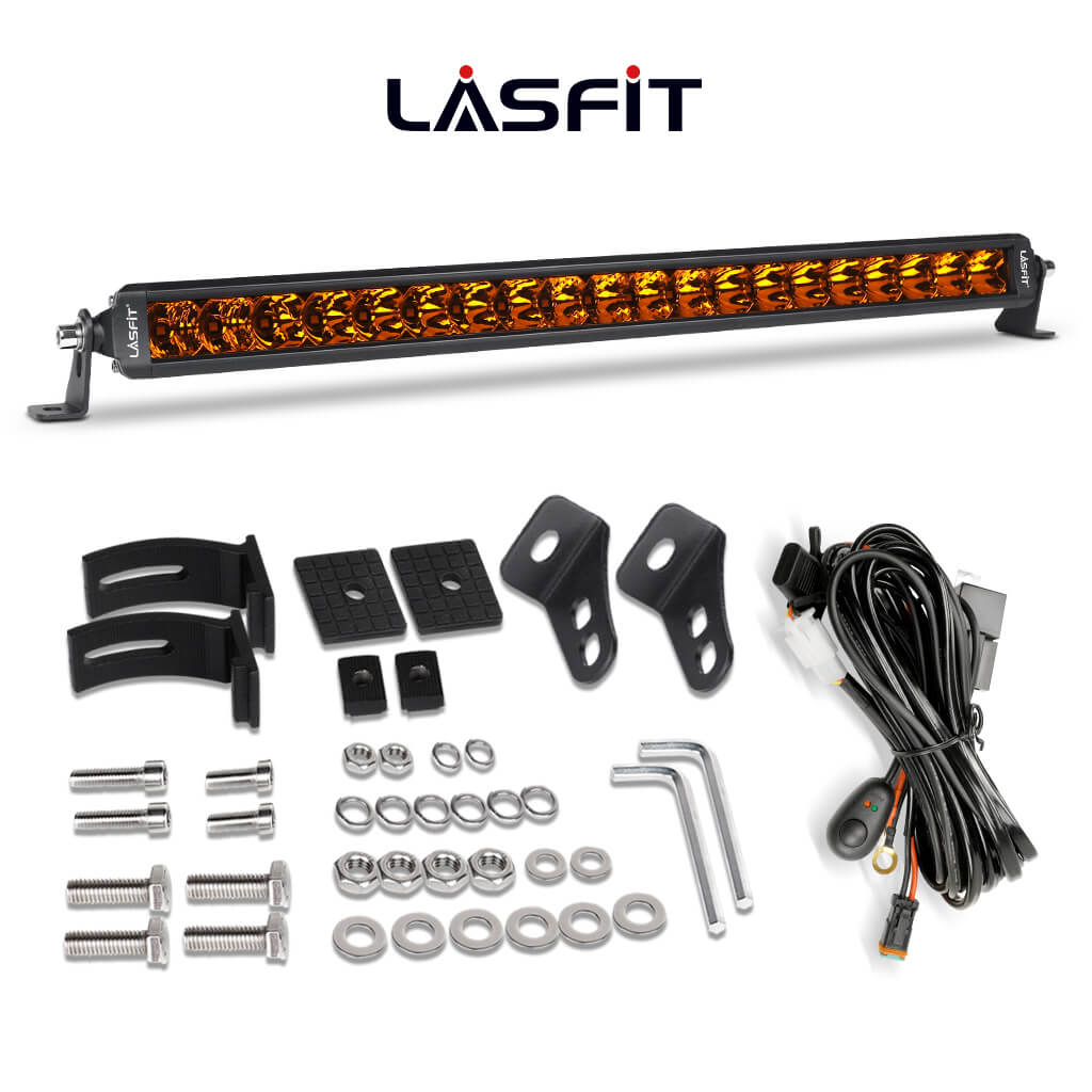 Lasfit 12"/22"/32"/42"/52" Off-Road Slim Single Row Combo Flood Spot Beam LED Amber Light Bars - Image 39