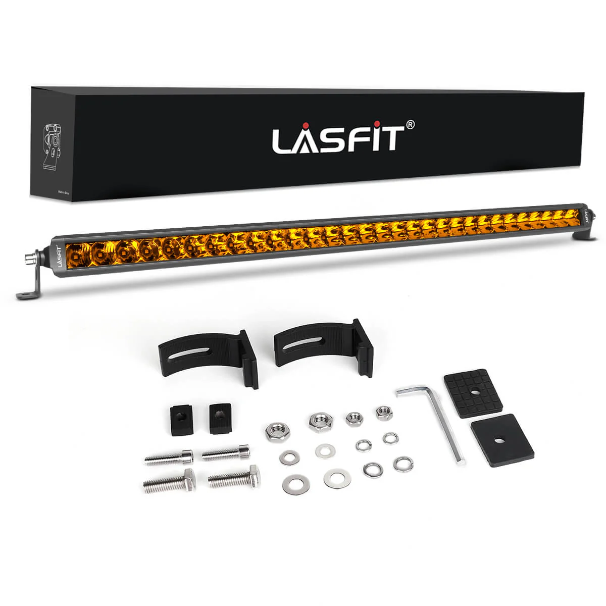 Lasfit 12"/22"/32"/42"/52" Off-Road Slim Single Row Combo Flood Spot Beam LED Amber Light Bars - Image 45