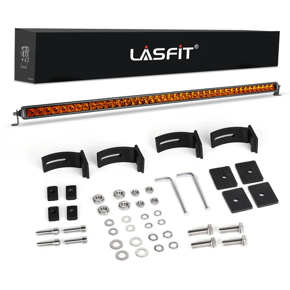 Lasfit 12"/22"/32"/42"/52" Off-Road Slim Single Row Combo Flood Spot Beam LED Amber Light Bars - Image 52