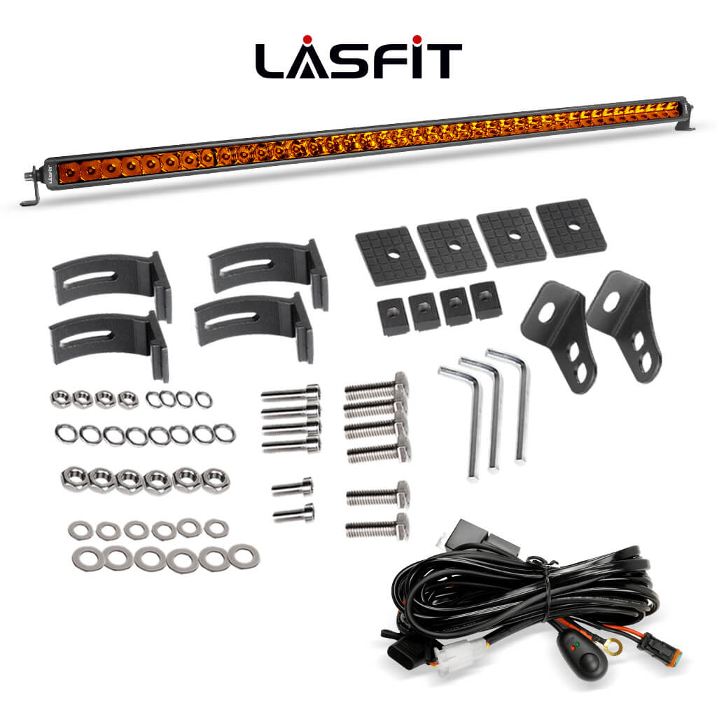 Lasfit 12"/22"/32"/42"/52" Off-Road Slim Single Row Combo Flood Spot Beam LED Amber Light Bars - Image 53