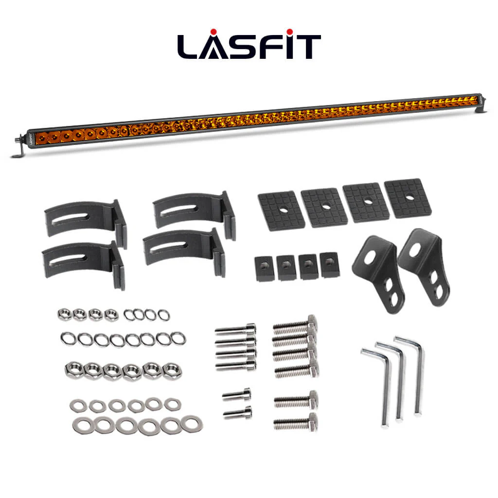 Lasfit 12"/22"/32"/42"/52" Off-Road Slim Single Row Combo Flood Spot Beam LED Amber Light Bars - Image 54