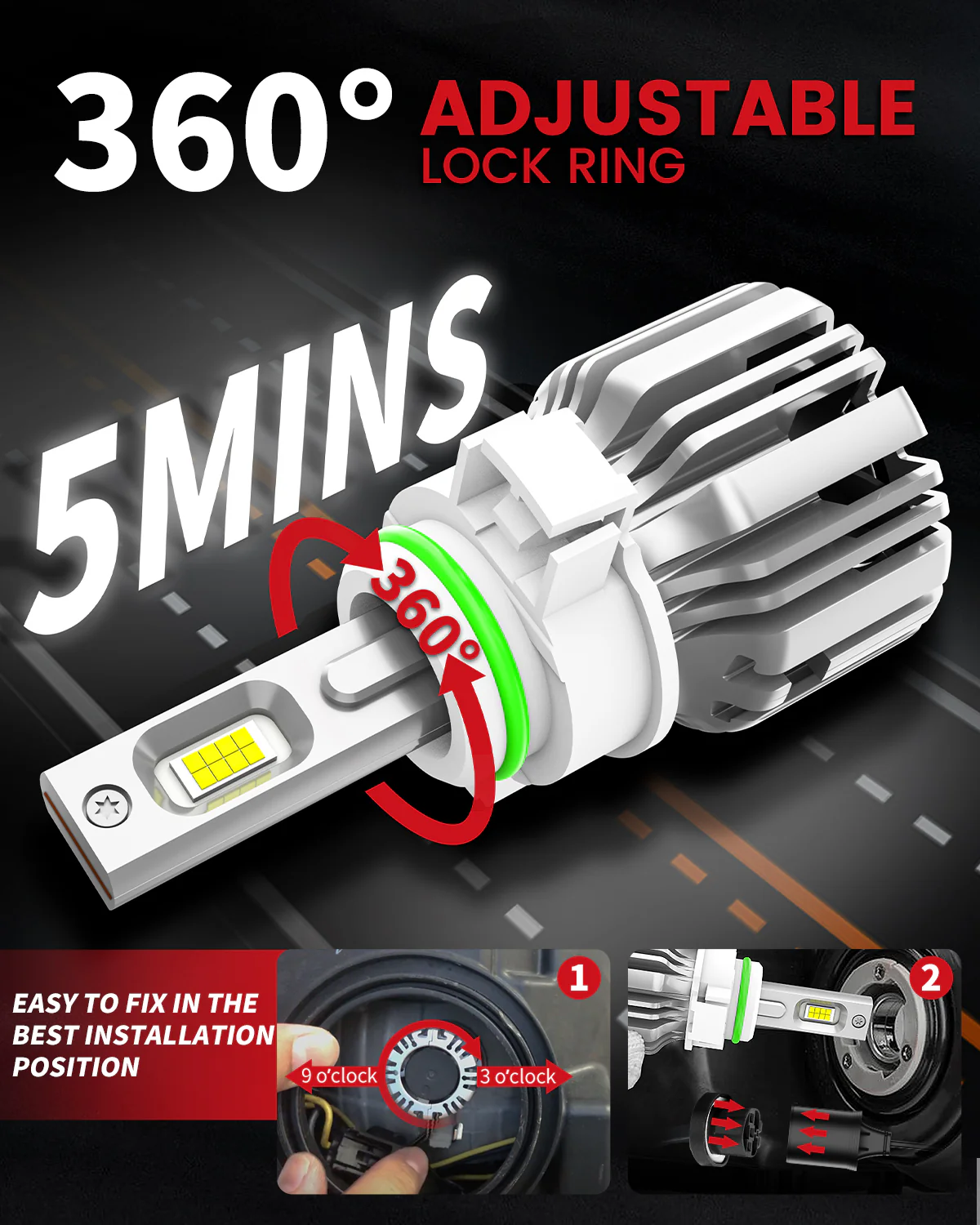 50W 5202 2504 PSX24W LC Plus Series | 5,000LM 6000K LED Fog Light Bulbs - Image 4