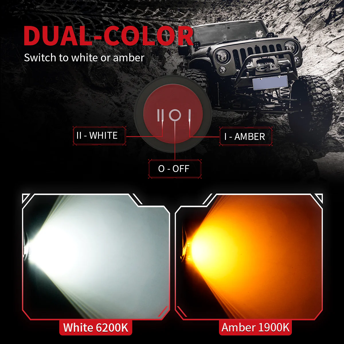 Lasfit Off-Road Switchback LED Rock Lights Kit White & Amber - Image 21