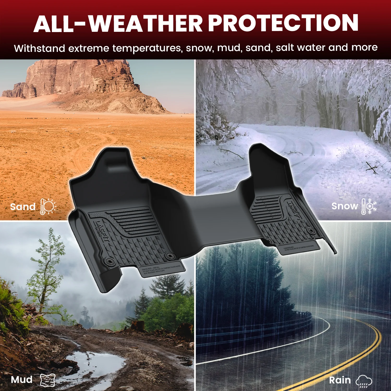 Fit for 2013-2018 Ram 1500 All-Weather 1st & 2nd row Floor Mats, Fit Carpet Floor Only - Image 15