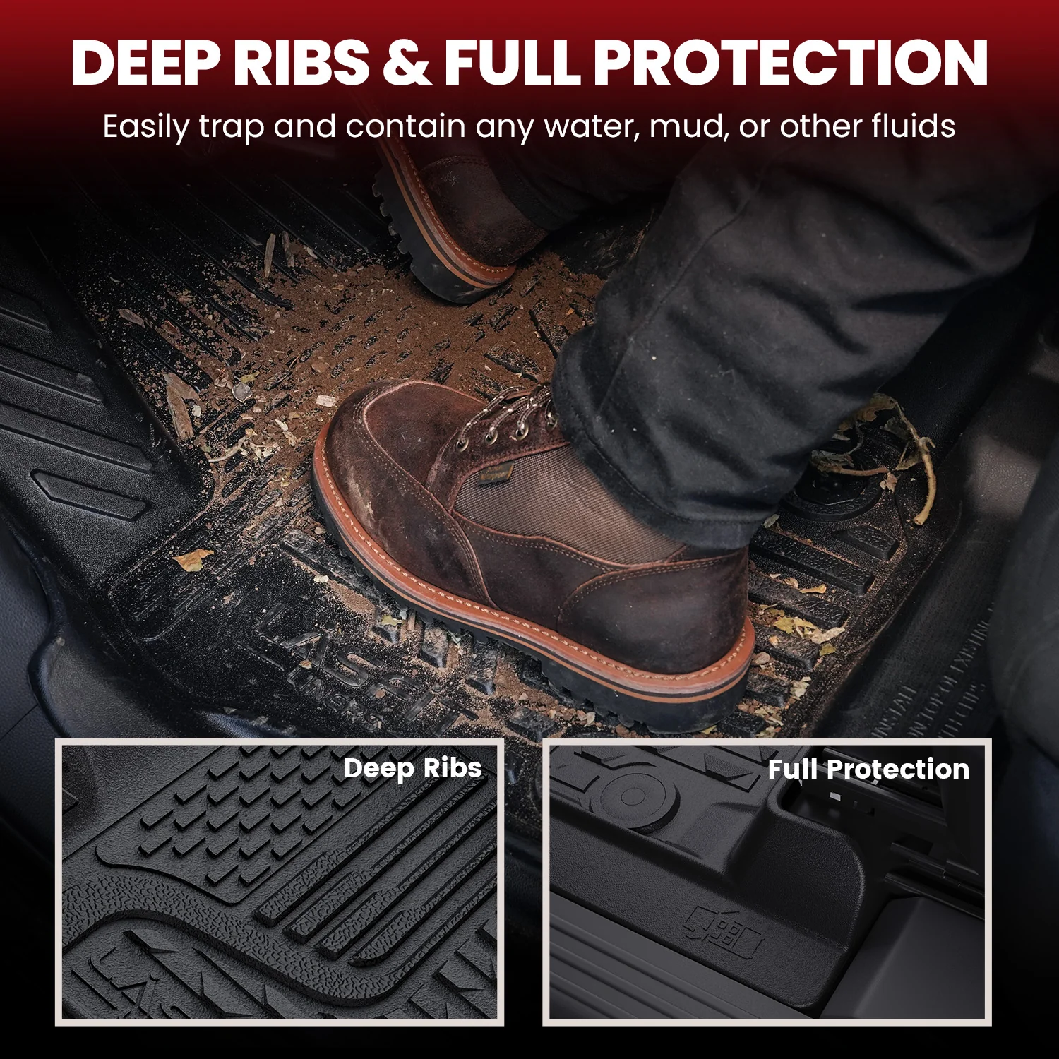 Fit for 2013-2018 Ram 1500 All-Weather 1st & 2nd row Floor Mats, Fit Carpet Floor Only - Image 21