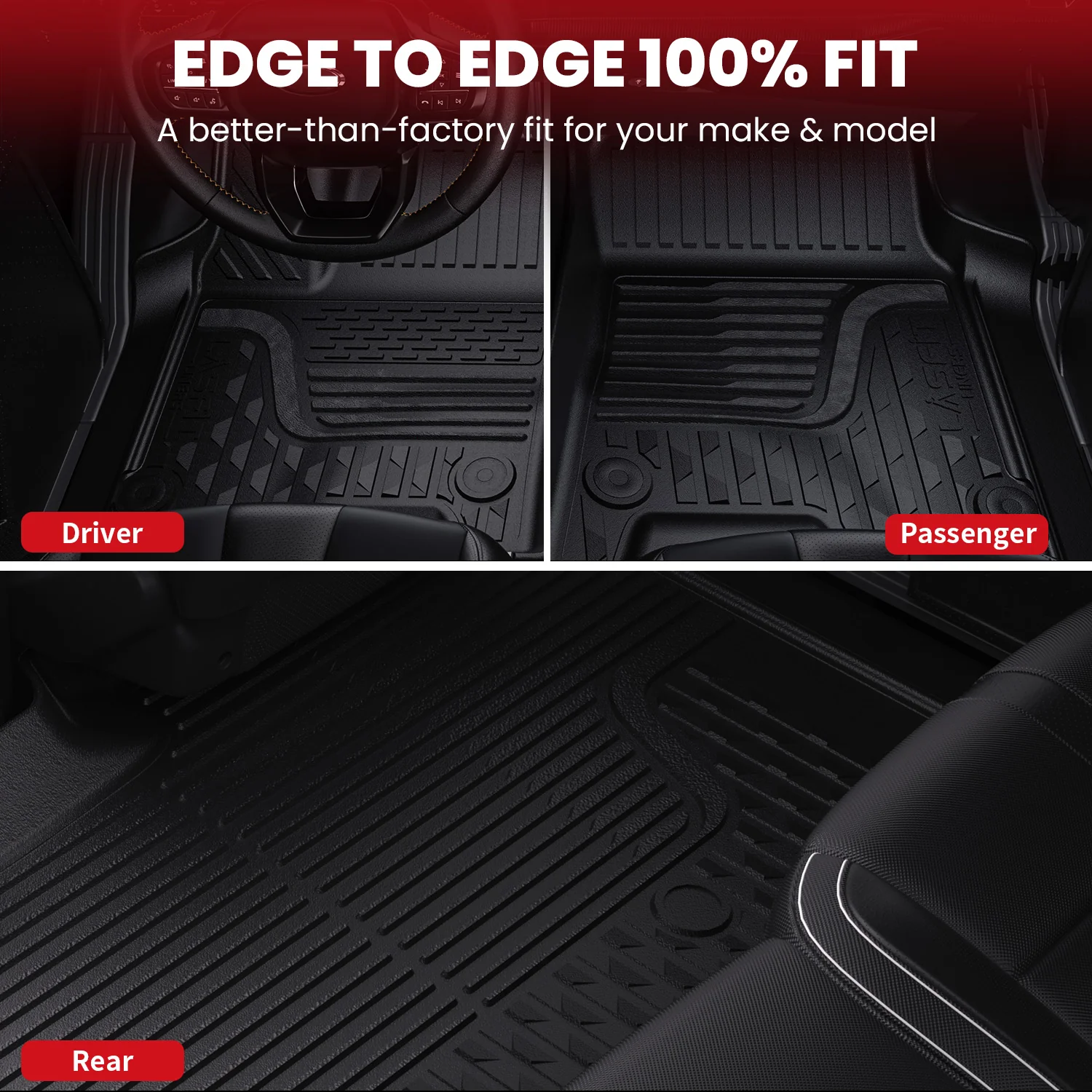 Fit for 2013-2018 Ram 1500 All-Weather 1st & 2nd row Floor Mats, Fit Carpet Floor Only - Image 24