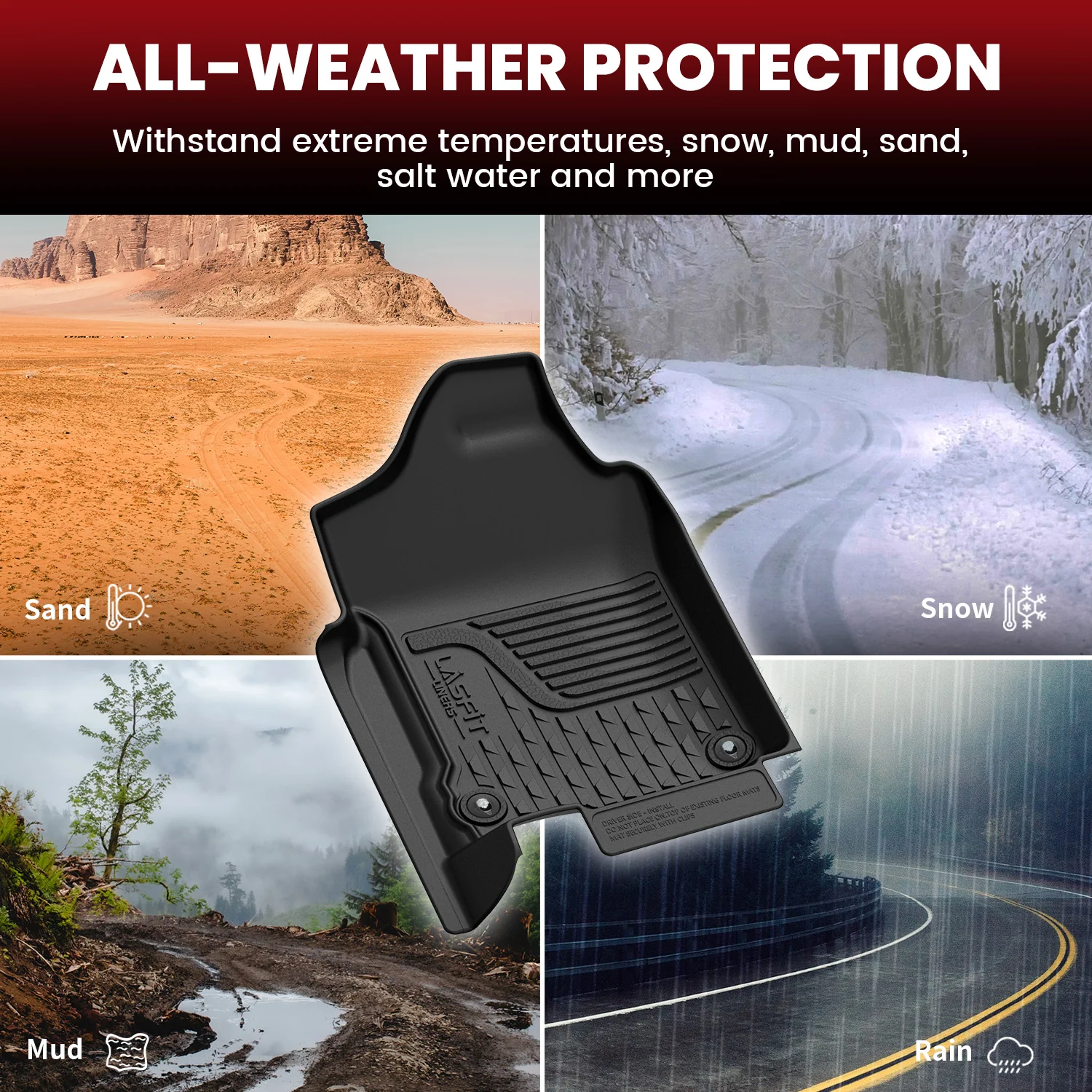 Fit for 2013-2018 Ram 1500 All-Weather 1st & 2nd row Floor Mats, Fit Carpet Floor Only - Image 27