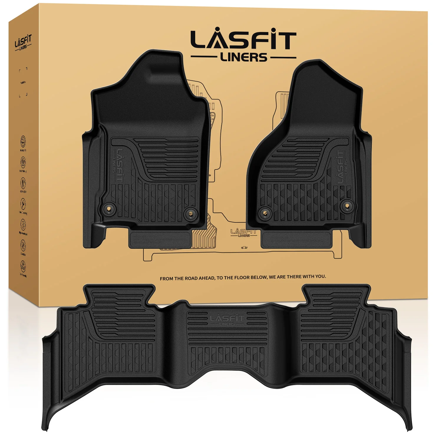 Fit for 2013-2018 Ram 1500 All-Weather 1st & 2nd row Floor Mats, Fit Carpet Floor Only - Image 28